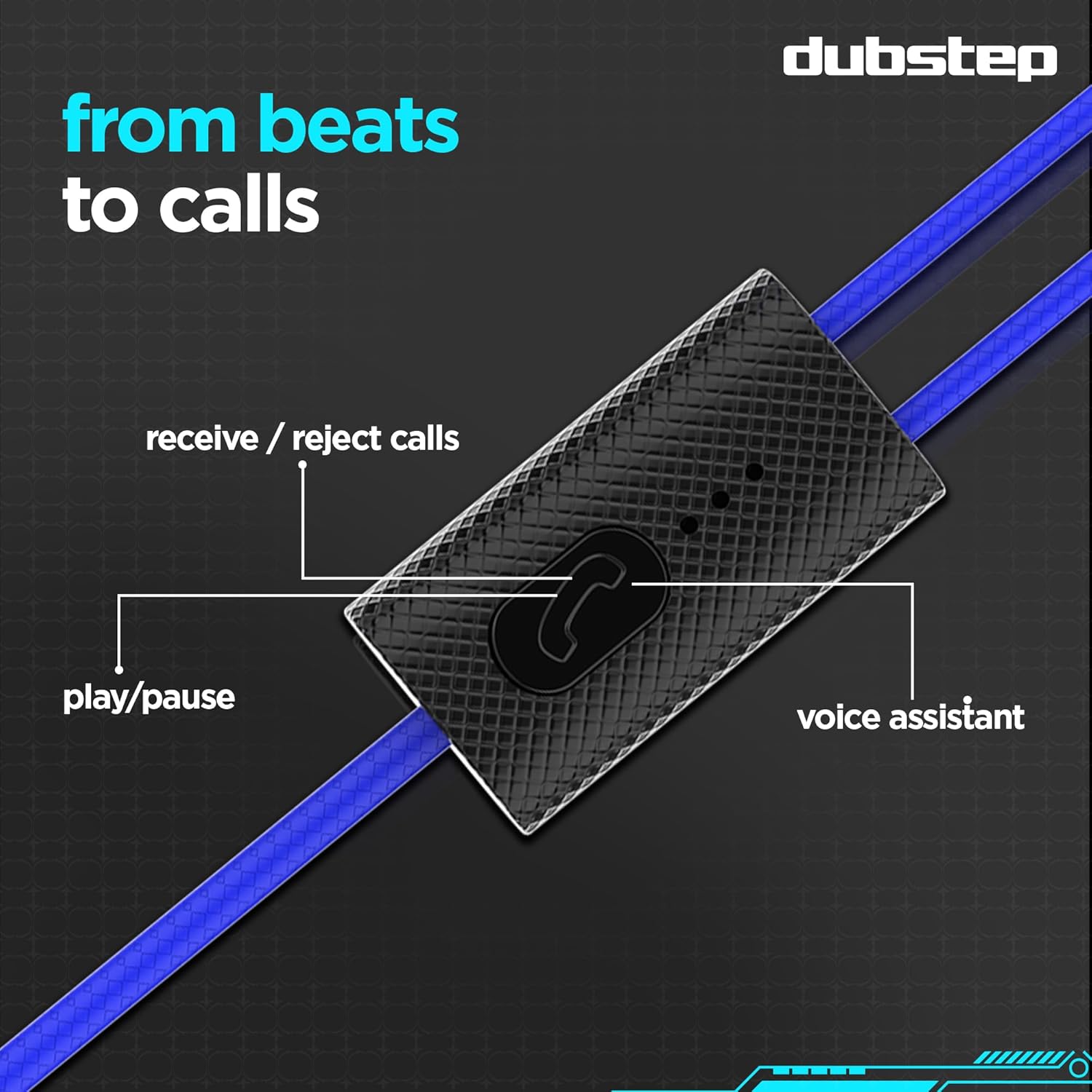 Dubstep Squad M9| X-Bass Technology| 10mm Dynamic Drivers| Mobile/Laptop Compatible|3.5 mm Audio Jack| in-Ear Wired Headphones with Mic- Black & Blue