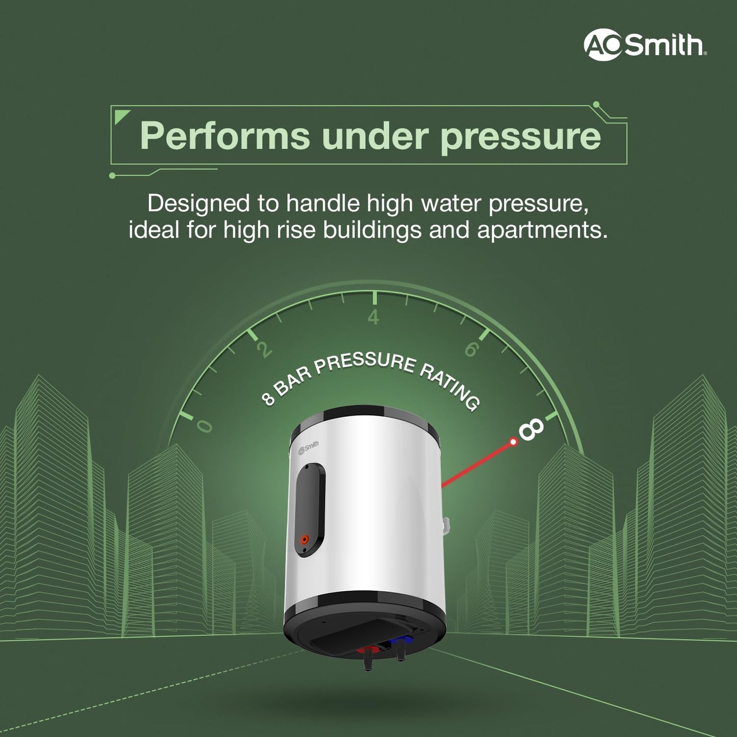 AO Smith Geyser 15 Litre 5 Star BEE Rating | 2KW | Storage Water Heater With 2X Corrosion Resistant Blue Diamond Glass Tank | Warranty: 7 Yr Tank, 3 Yr heating element & 2 Yr Overall | VAS PLUS 15L