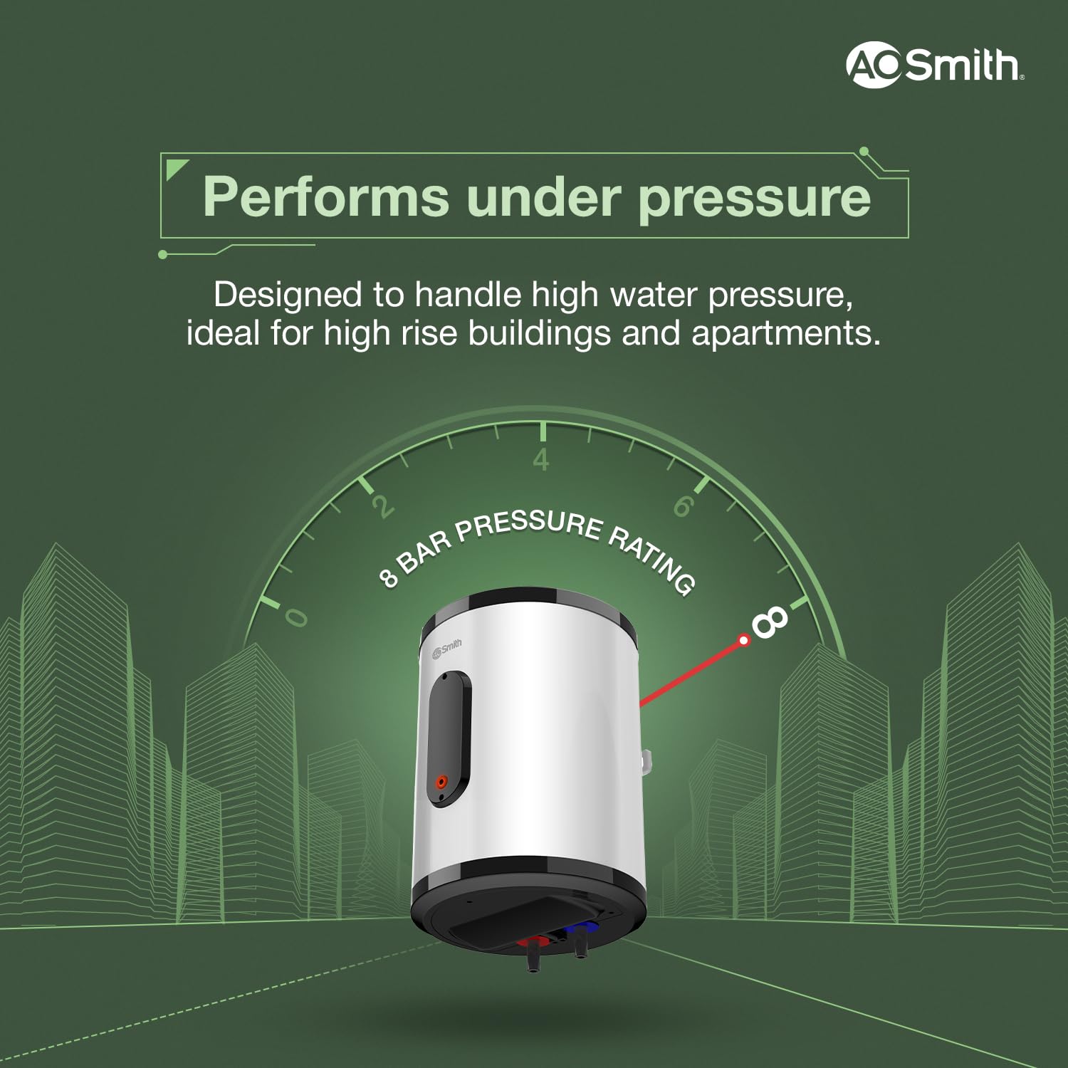 AO Smith Geyser 15 Litre 5 Star BEE Rating | 2KW | Storage Water Heater With 2X Corrosion Resistant Blue Diamond Glass Tank | Warranty: 7 Yr Tank, 3 Yr heating element & 2 Yr Overall | VAS PLUS 15L