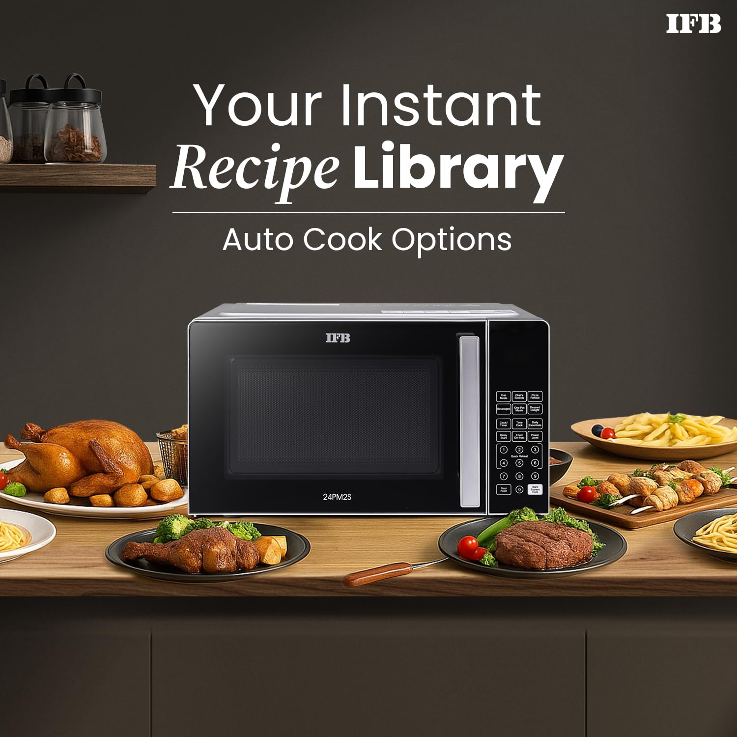 IFB 24L Solo Microwave Oven (24PM2S, Multi Stage Cooking with 69 Indian & Continental Auto Cook Menus, Child-lock Protection, Deodorize function, Delay Start & Power Save, black)