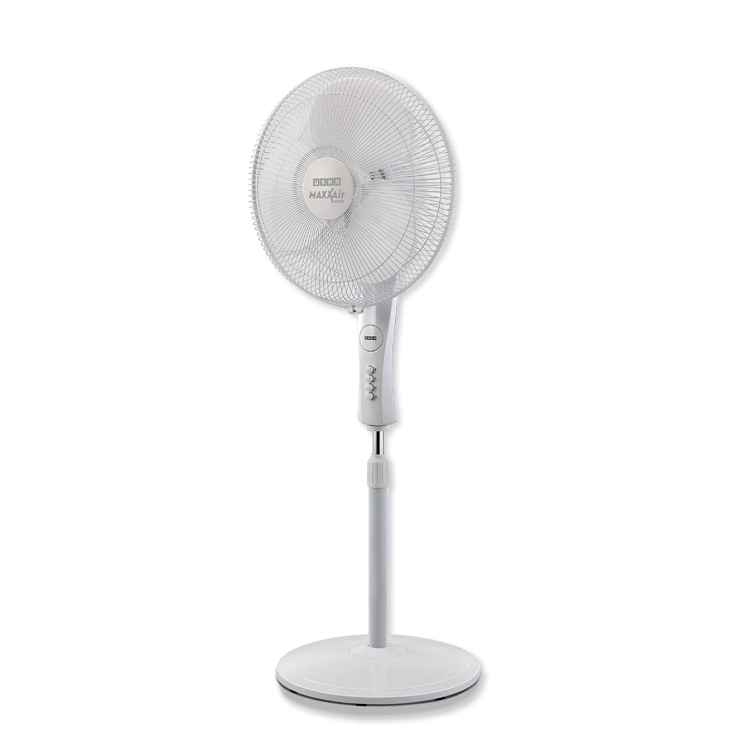 USHA Maxx Air Ultra Pedestal Fan | 400MM Sweep Size | 1350 RPM | Aerodynamic Blade Design for High Air Delivery | Anti - Rust Protection | Copper Motor | Light Blue