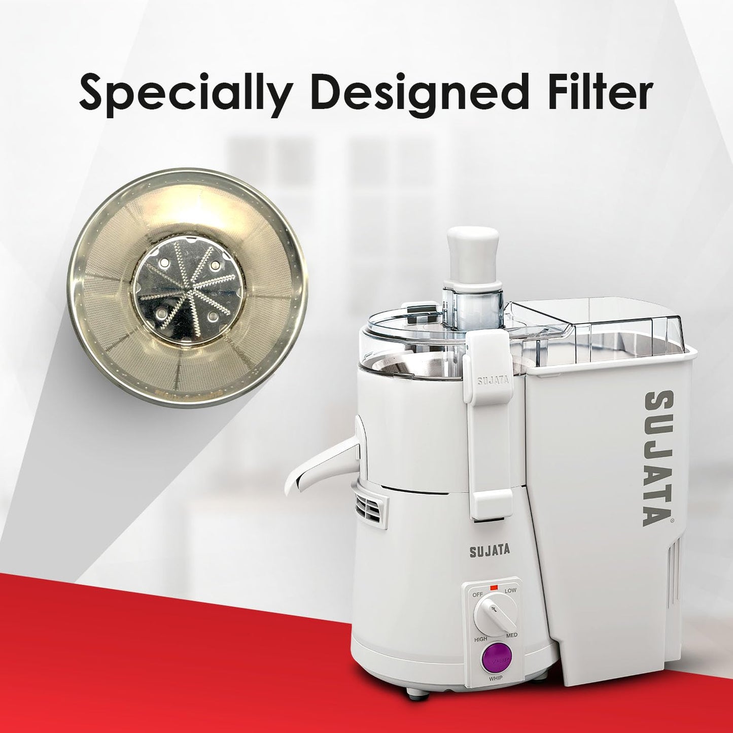 Sujata Powermatic Plus 900 Watts Juicer Mixer Grinder | 22000 Rotations Per Min | 90 Minutes Continuous Running | 2 Versatile Jars 1750 ml and 1000 ml