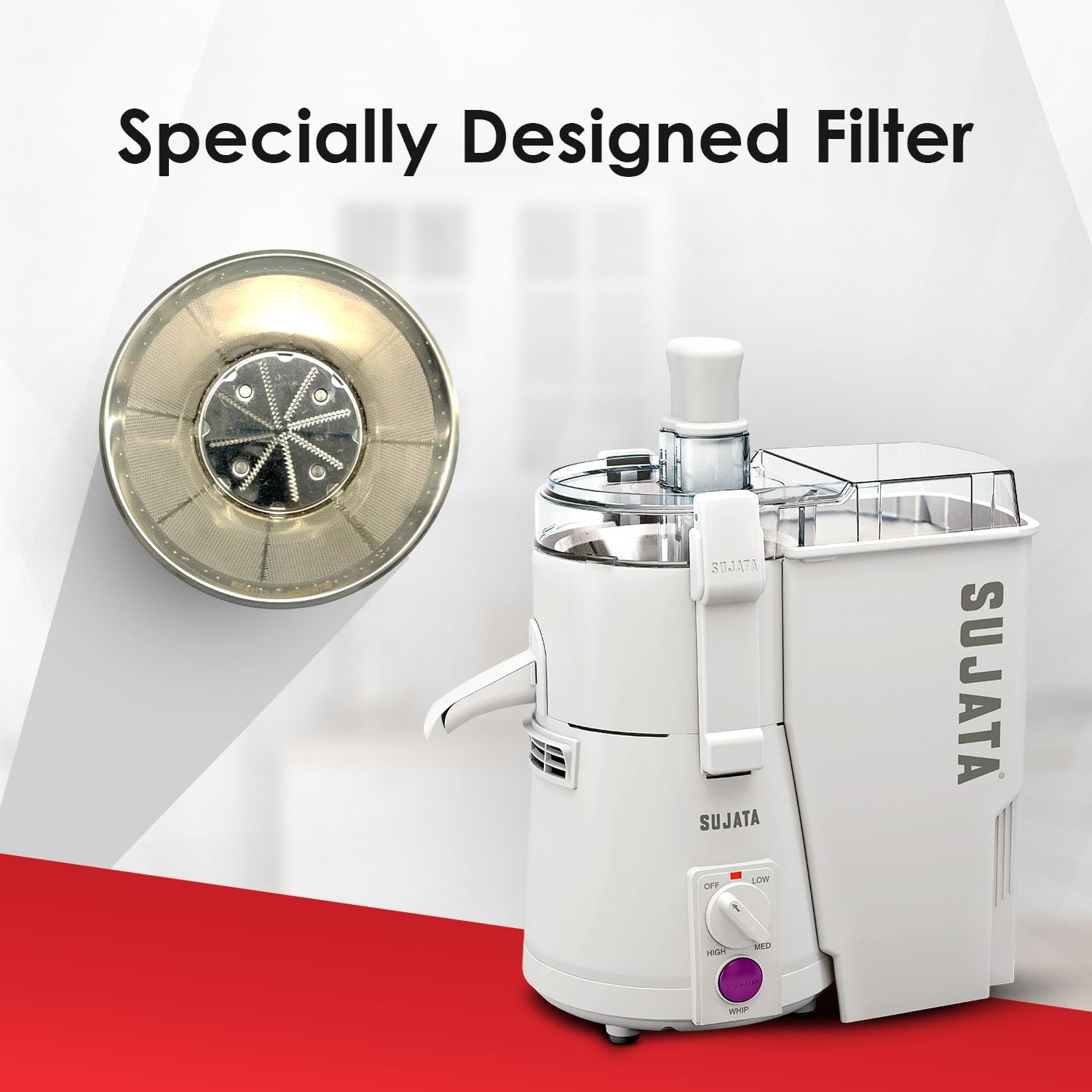 Sujata Powermatic Plus 900 Watts Juicer Mixer Grinder | 22000 Rotations Per Min | 90 Minutes Continuous Running | 2 Versatile Jars 1750 ml and 1000 ml