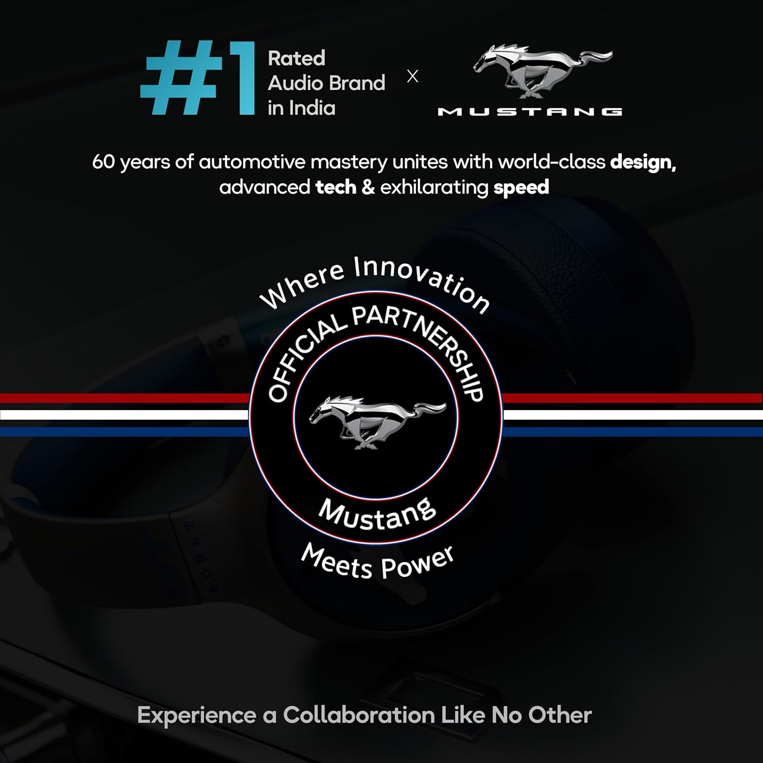 Boult GOBOULT X Mustang Q Over Ear Bluetooth Headphones with 70H Playtime, 40mm Bass Drivers, Zen ENC Mic, Type-C Fast Charging, 4 EQ Modes, Bluetooth 5.4, AUX Option, IPX5 Wireless Headphones