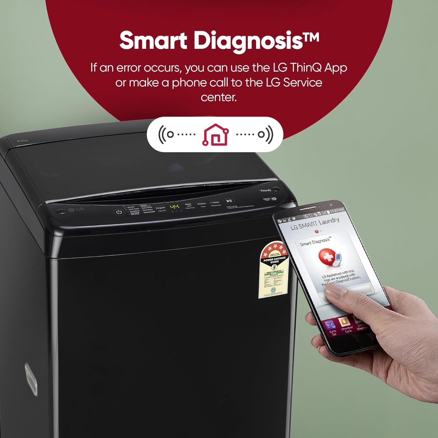 LG 8 Kg, 5 Star, Smart Inverter Technology, Wi-Fi, Turbowash, Fully Automatic Top Load Washing Machine With In-built heater (T80V4OB1S, Turbodrum, Stain Clean, Hard Water Wash & Jetspray+, Onyx Black)