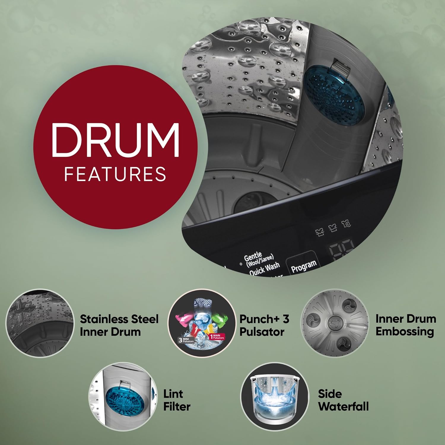 LG 8 Kg, 5 Star, Smart Inverter Technology, Wi-Fi, Turbowash, Fully Automatic Top Load Washing Machine With In-built heater (T80V4OB1S, Turbodrum, Stain Clean, Hard Water Wash & Jetspray+, Onyx Black)