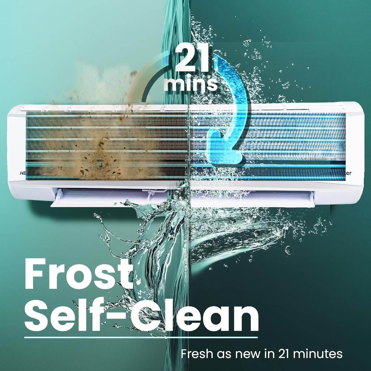 Haier 2 Ton 5 Star HEXA Inverter Split AC (6300 Watts, Copper, 7 in 1 Convertible, Heavy Duty, HD Filter, Cools at 60°C, Frost Self Clean, 20mtrs Air Throw - HSU24HD-ANW5BN-INV)