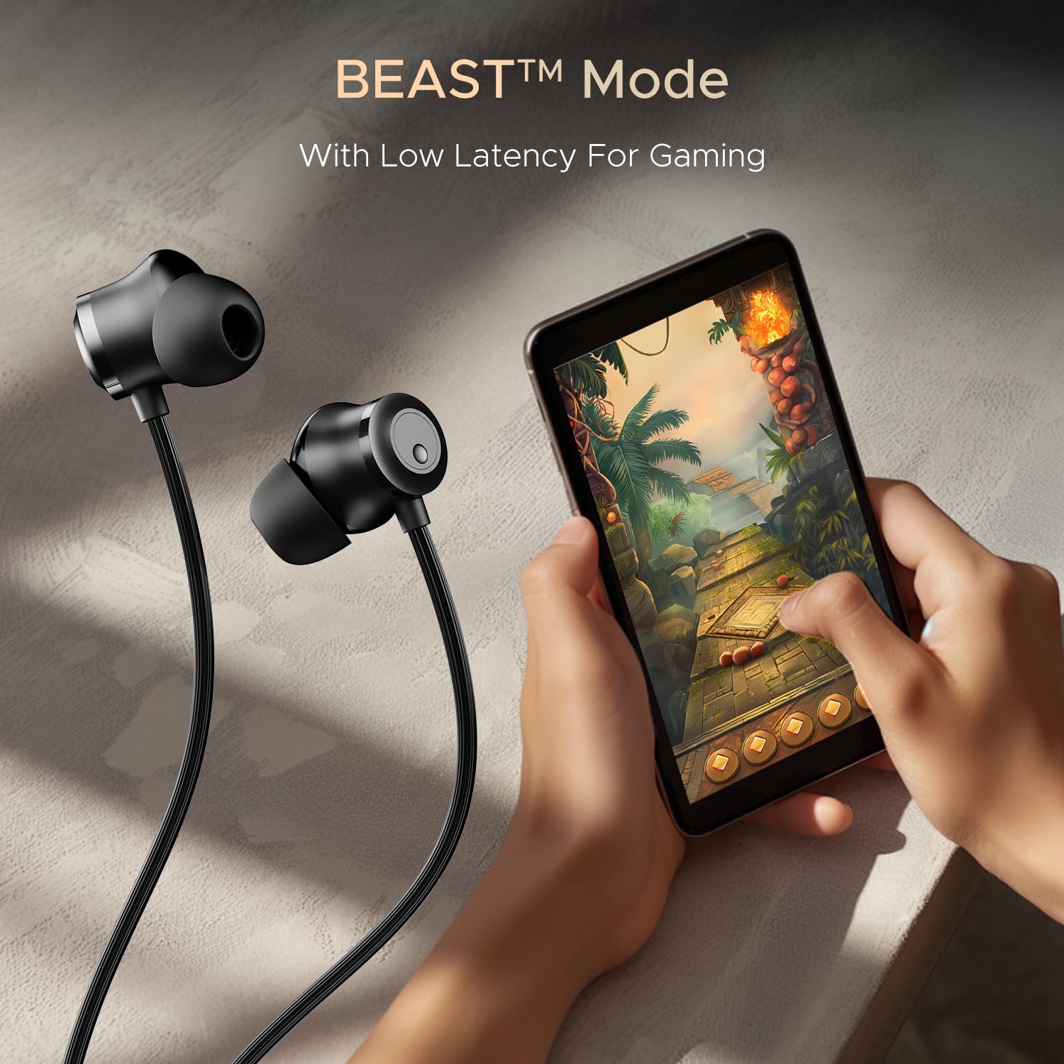 boAt Rockerz 255 Z Plus, AI-Enx Tech, Spatial Audio, 50HRS Battery, Low Latency Mode, Fast Charge, App Support, IPX4 BT V5.3, Bluetooth Neckband, Wireless With Mic In ear Phones (Active/Classic Black)