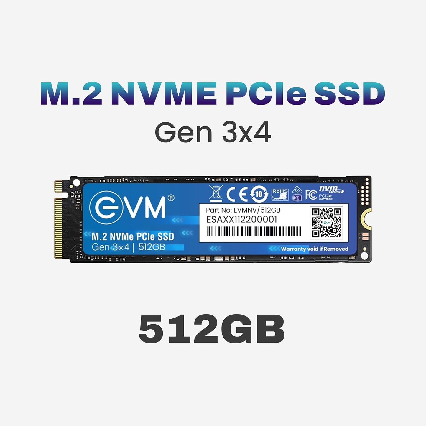 EVM 512GB Gen 3 NVMe (2280) InternalSSD - 3200MB/s Read - PCIe Gen 3x4-5-Year Warranty (EVMNV/512GB)