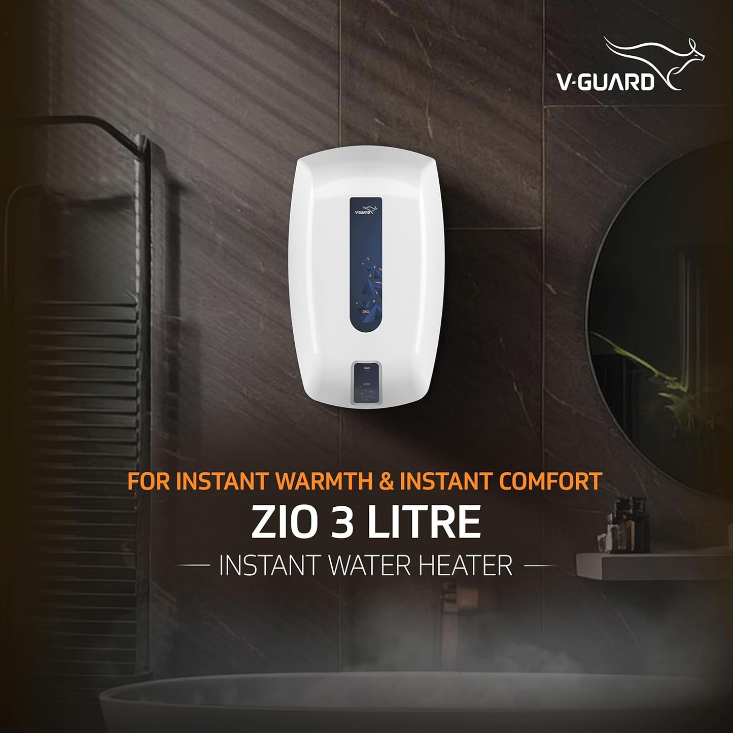 V-Guard Zio Instant Water Geyser | 3 Litre | 3000 W Heating | White-Blue | | 2 Year Warranty
