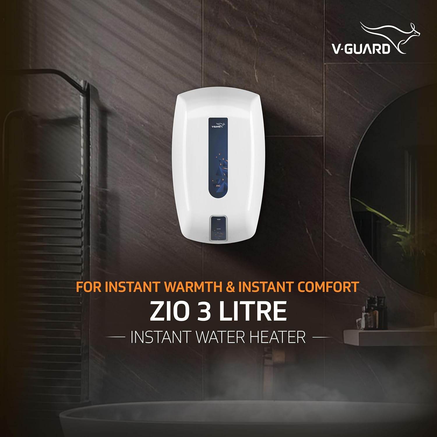 V-Guard Zio Instant Water Geyser | 3 Litre | 3000 W Heating | White-Blue | | 2 Year Warranty