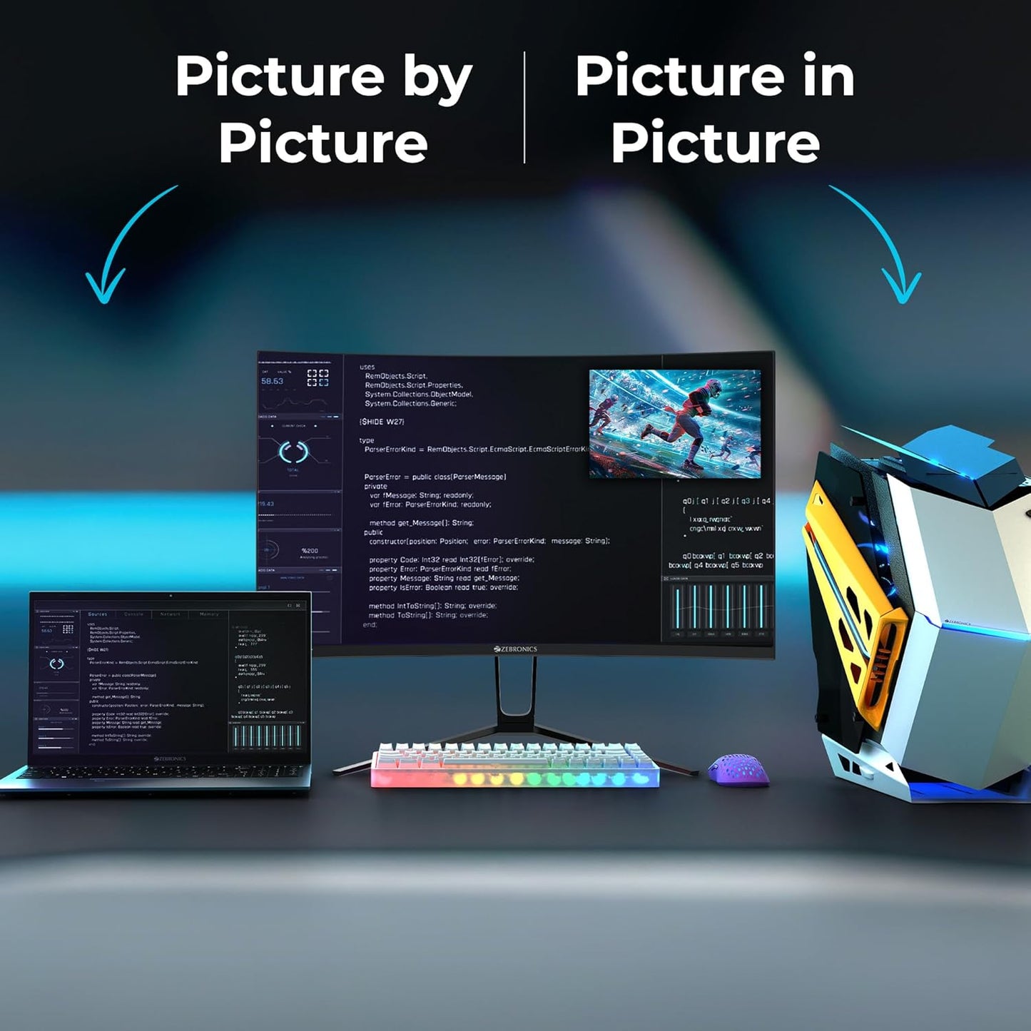 ZEBRONICS N32A 32"(80 cm) 1500R Curved Gaming Monitor, QHD 2560x1440, Antiglare, 300Nits, 180Hz, 1ms MPRT, HDR10, 99% sRGB | 92% DCI-P3, Adaptive Sync, 2 x DP | 2 x HDMI | 1 x 3.5mm