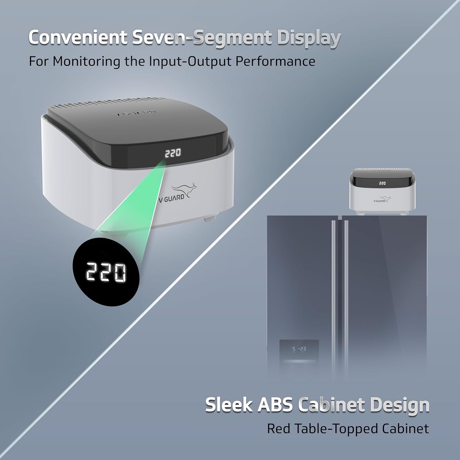 V-Guard Trossia 450 DG Stabilizer for Refrigerator up to 450 Litre | Advance Overheat Protection | 2 A Capacity | Digital Display | 3 Year Warranty by V-Guard | Grey (Working Range:125-290 VAC)