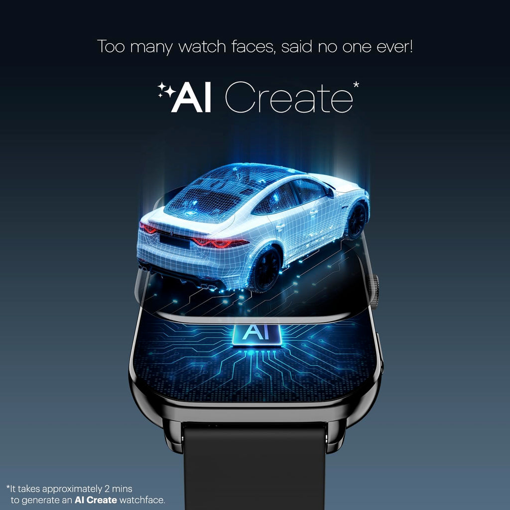 Noise Pulse 4 Max Smart Watch with AI Create (India's 1st Ever with Unlimited Watch Faces), AI Search, 1.96" AMOLED Display, Functional Crown, Premium Metallic Finish, Health Suite (Jet Black)
