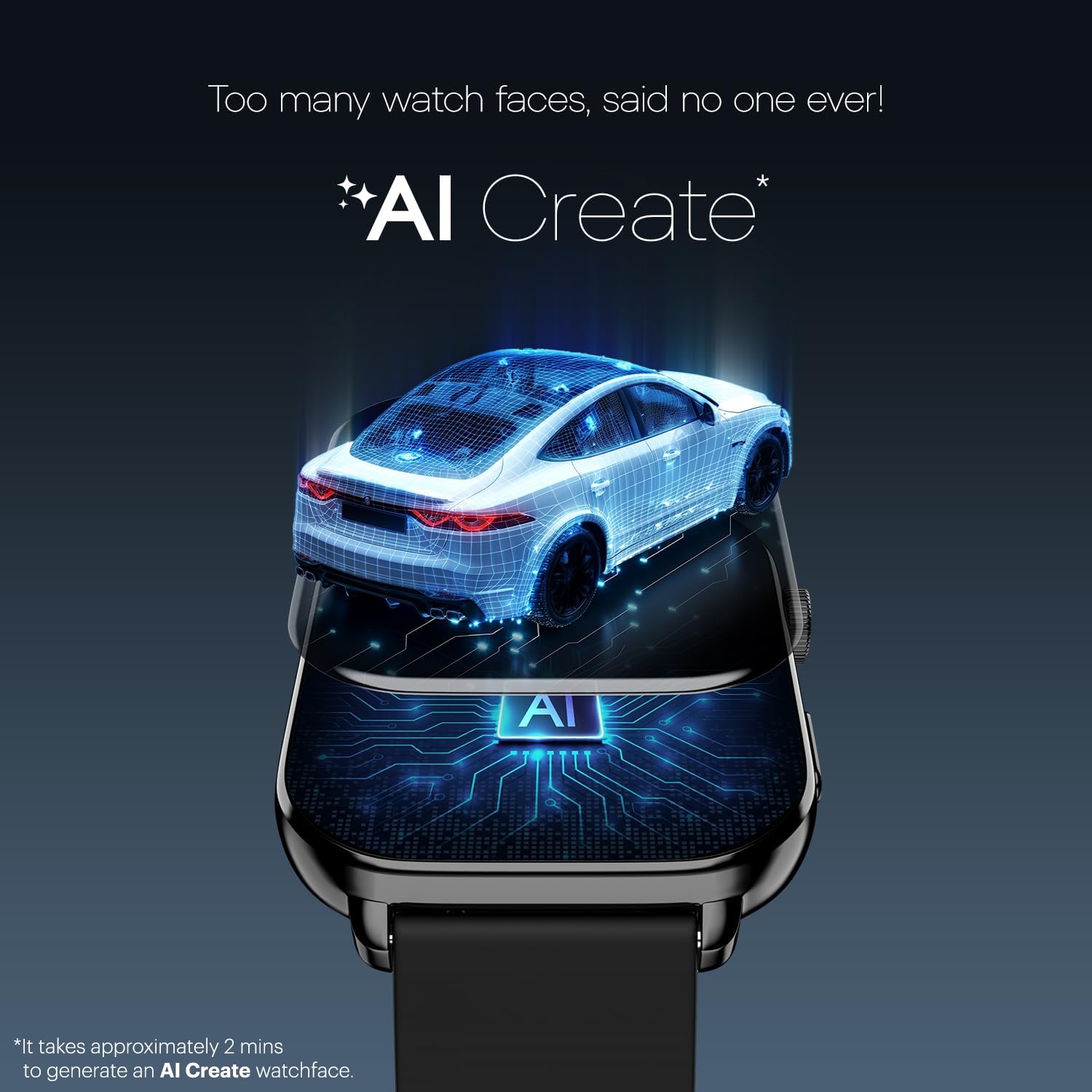 Noise Pulse 4 Max Smart Watch with AI Create (India's 1st Ever with Unlimited Watch Faces), AI Search, 1.96" AMOLED Display, Functional Crown, Premium Metallic Finish, Health Suite (Jet Black)