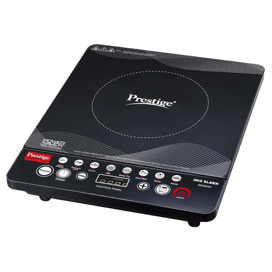 Prestige 2000 Watts IRIS Sleek Induction Cooktop| High Voltage Surge Protection| Indian Menu Options| Automatic Voltage Regulator| Feather Touch Button| Black