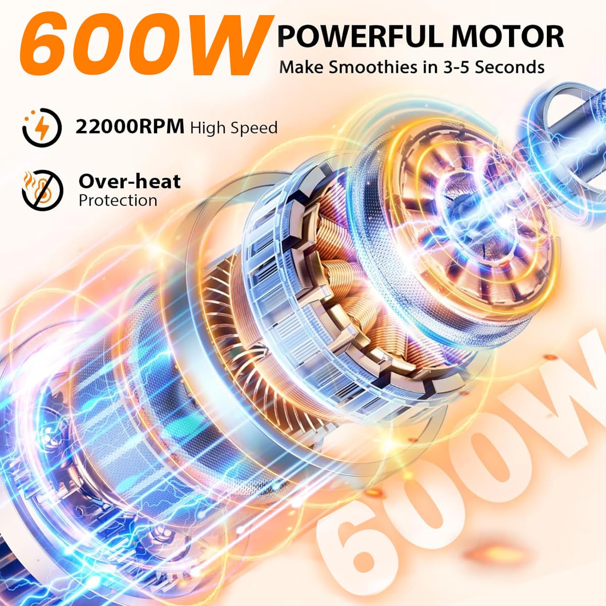 INALSA Blender Mixer Grinder|5 Jar & 600 W Copper Motor| Blenders for Smoothies and Juices| Smoothie Maker Blender|Nutri Blender |3 Blades Including Froth Blade|2Yr Warranty,Jazz 600