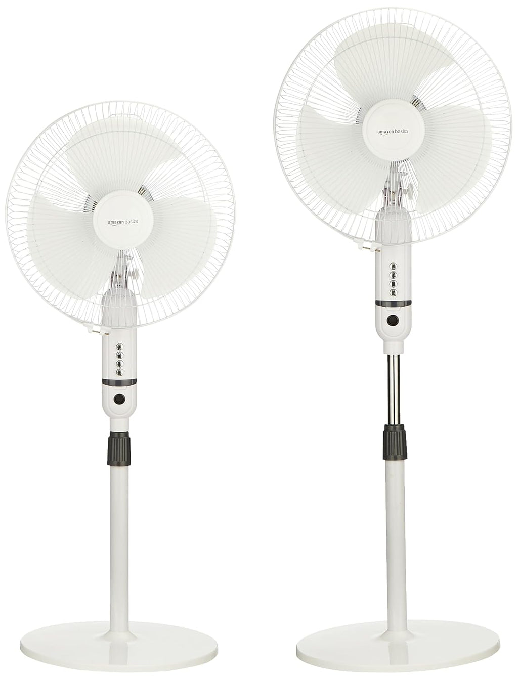 amazon basics High-Speed Oscillating Pedestal Fan I 3 Adjustable Fan Speeds | Rust Resistant Body, Adjustable Length | RPM 2200 | 400mm Sweep Length (White)