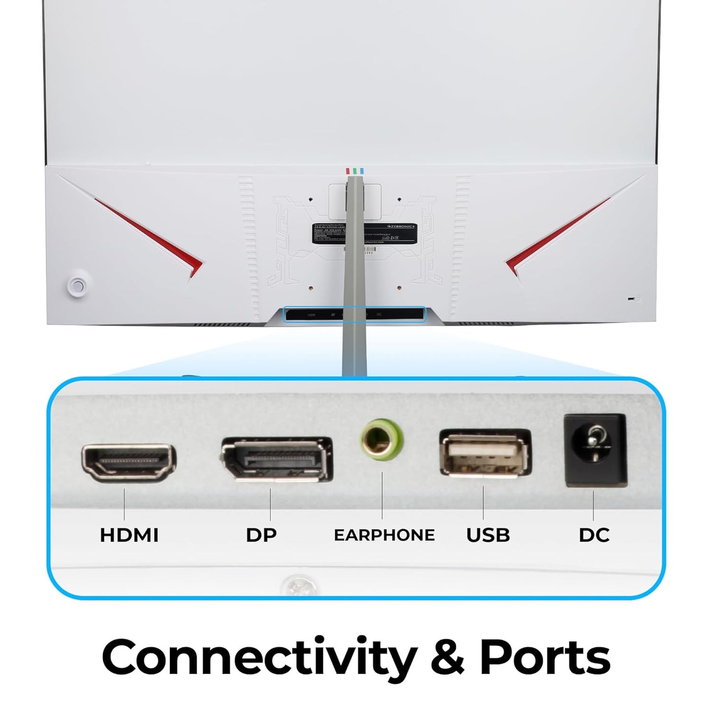 ZEBRONICS AC32FHD LED, Gaming Monitor, 32 inch (81.28cm), 300 nits, 165hz, 1800R Curved wide screen, FHD, 1080p, Wall Mountable, HDMI, DisplayPort, USB Port, Metal stand, Built-in Speakers