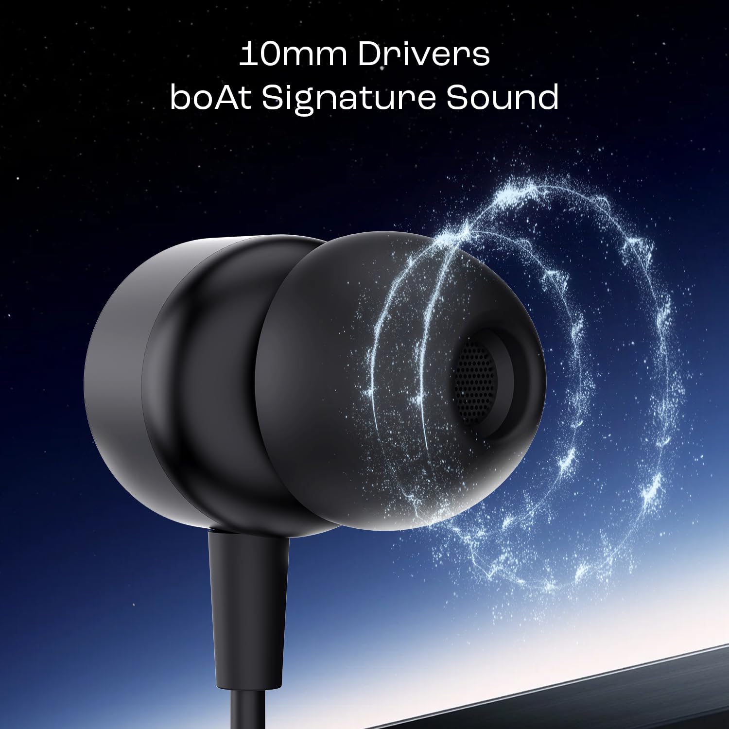 boAt Bassheads 162 V2 Wired in Ear Phones with 10Mm Drivers, Metallic Earbuds, Integrated Controls, in-Line Microphone, Ergonomic Fit, Braided Cable & 3.5Mm Jack(Bold Black)