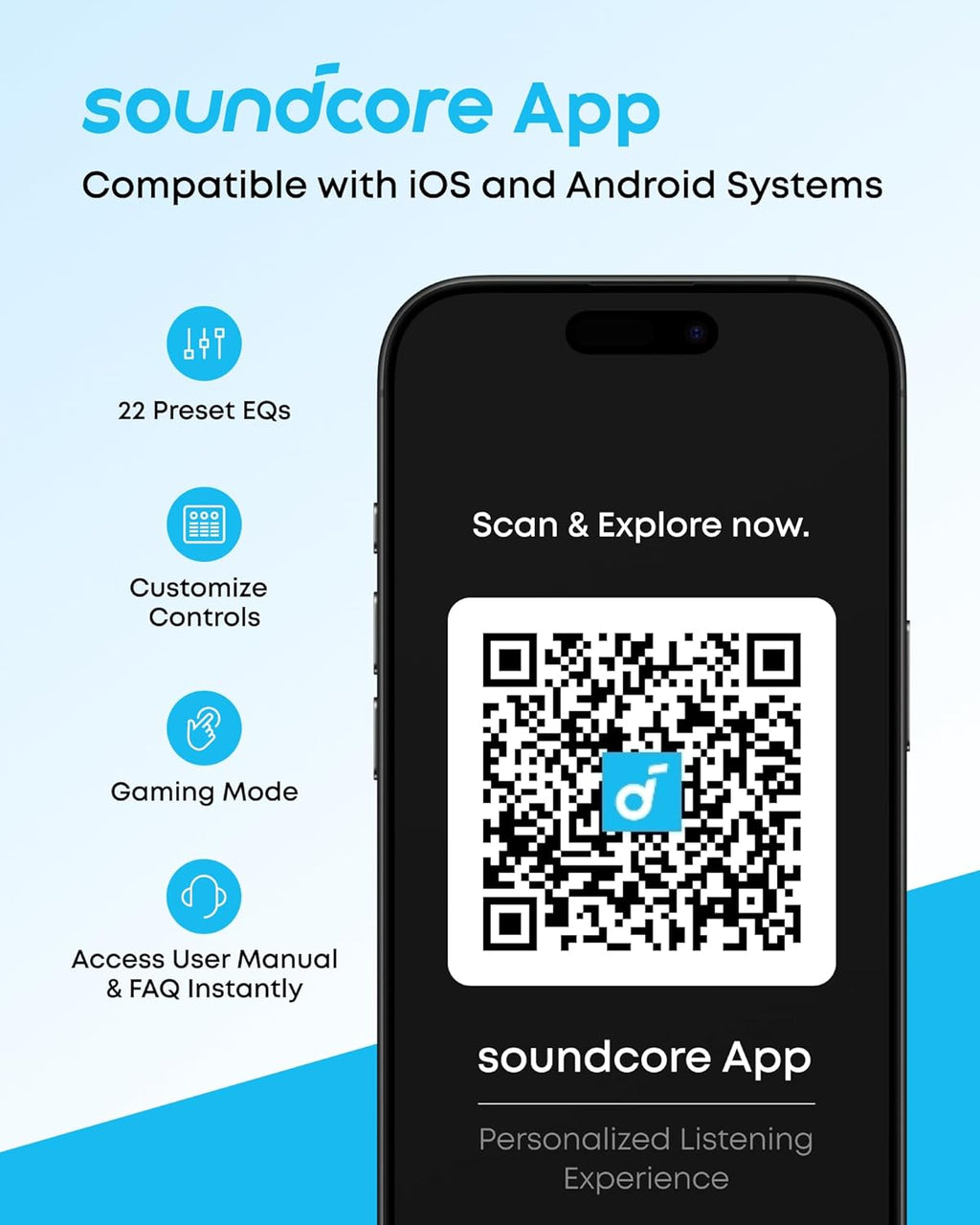 soundcore by Anker Q20i Wireless Bluetooth Over-Ear Headphones with Hybrid Active Noise Cancelling, 40h Playtime in ANC Mode, Hi-Res Audio, Deep Bass, Personalization via App (Black)