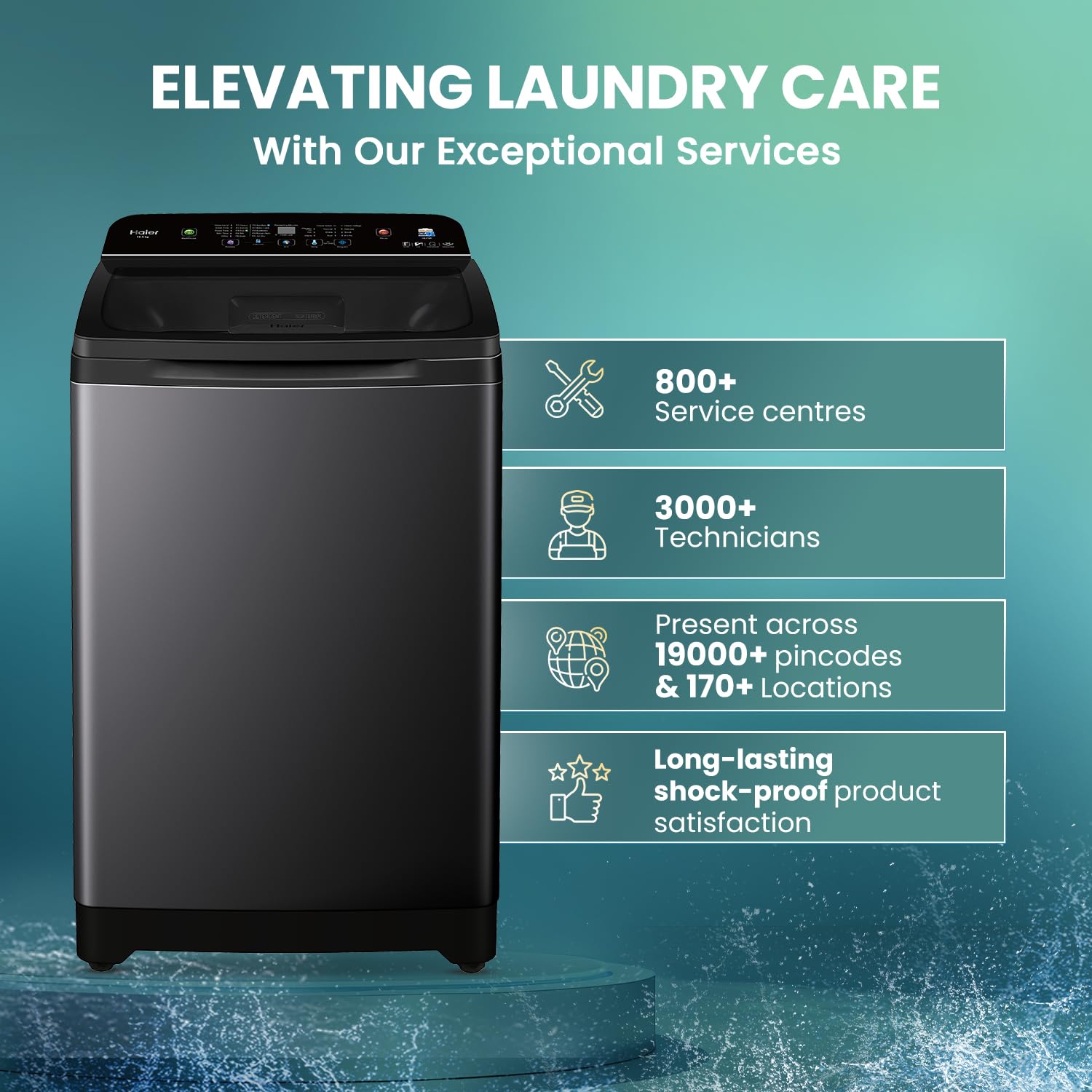 Haier 10.5 kg 5 Star Inbuilt Butterfly heater, Oceanus Wave Drum Washing Machine Fully Automatic Top Load (HWM105-H688BK,Black)