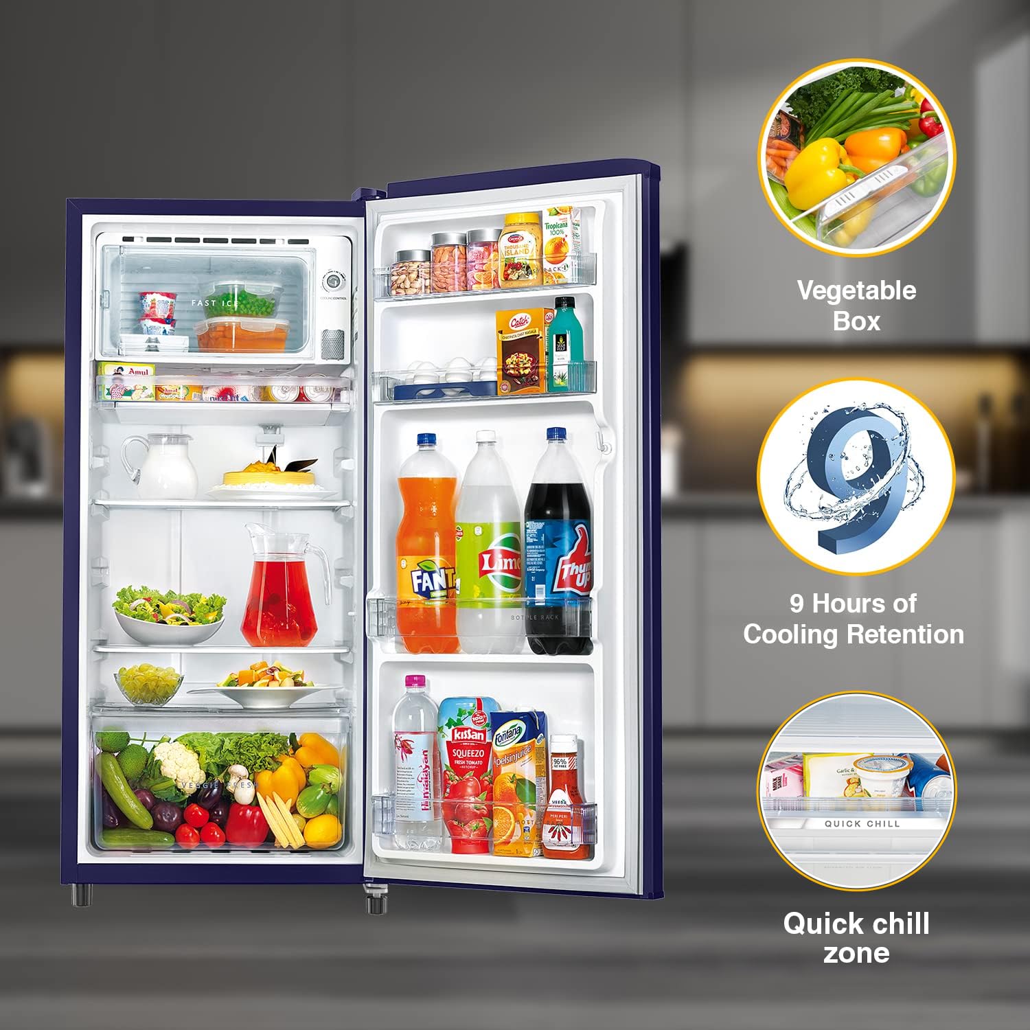 Whirlpool 184 L 3 Star Direct-Cool Single Door Refrigerator (205 WDE CLS 3S SAPPHIRE BLUE-Z, Blue, 2023 Model)