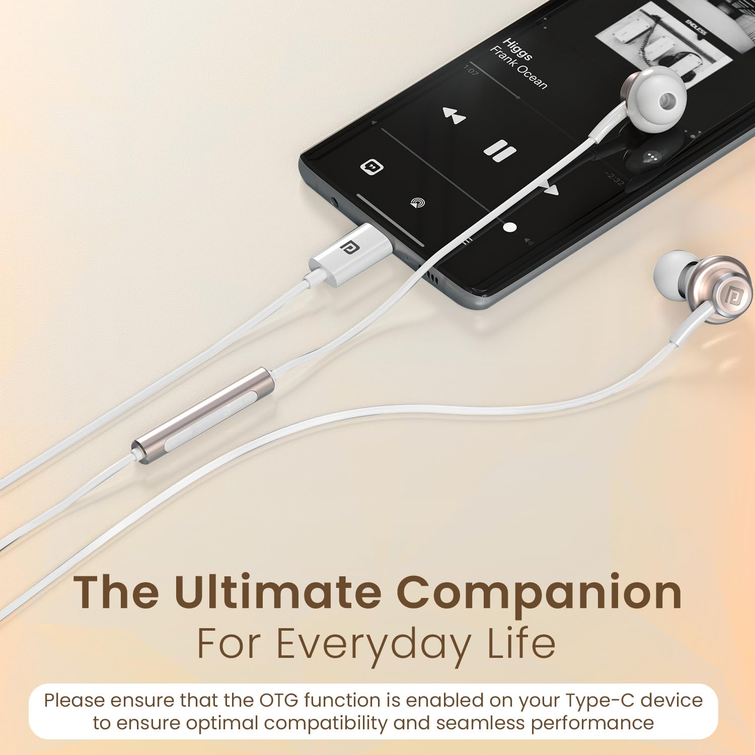 Portronics Conch Sigma C in Ear Type C Wired Earphones with in Line HD Mic, Powerful Audio, 14.2mm Driver, Unique Earbuds Design, Metal Alloy Material, in line Controls, Wide Compatibility(White)