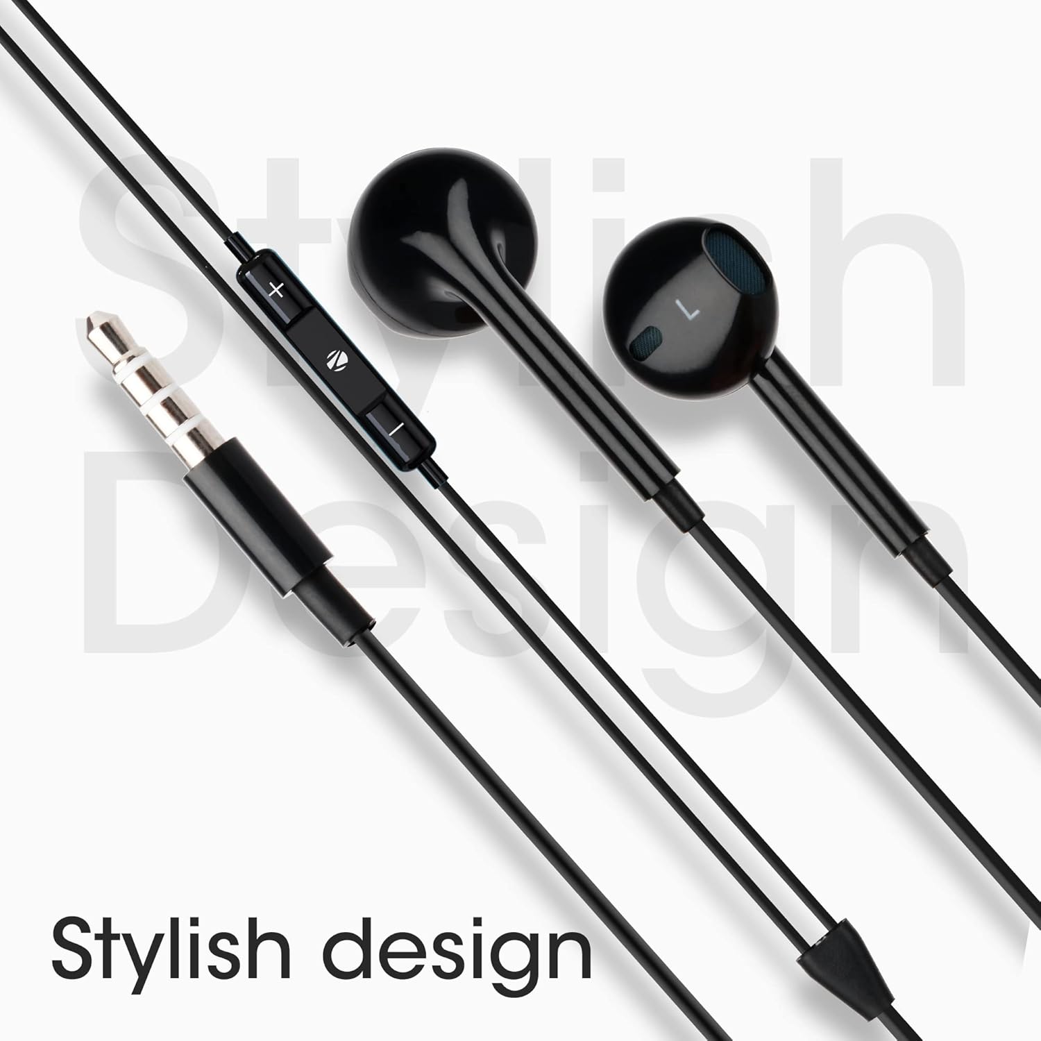 ZEBRONICS Zeb-Buds 30 3.5mm Stereo Earphone with Microphone for Calling, Volume Control, Multifunction Button, 14mm Drivers, Stylish eartip,1.2 Meter Durable Cable and Lightweight Design(Black)