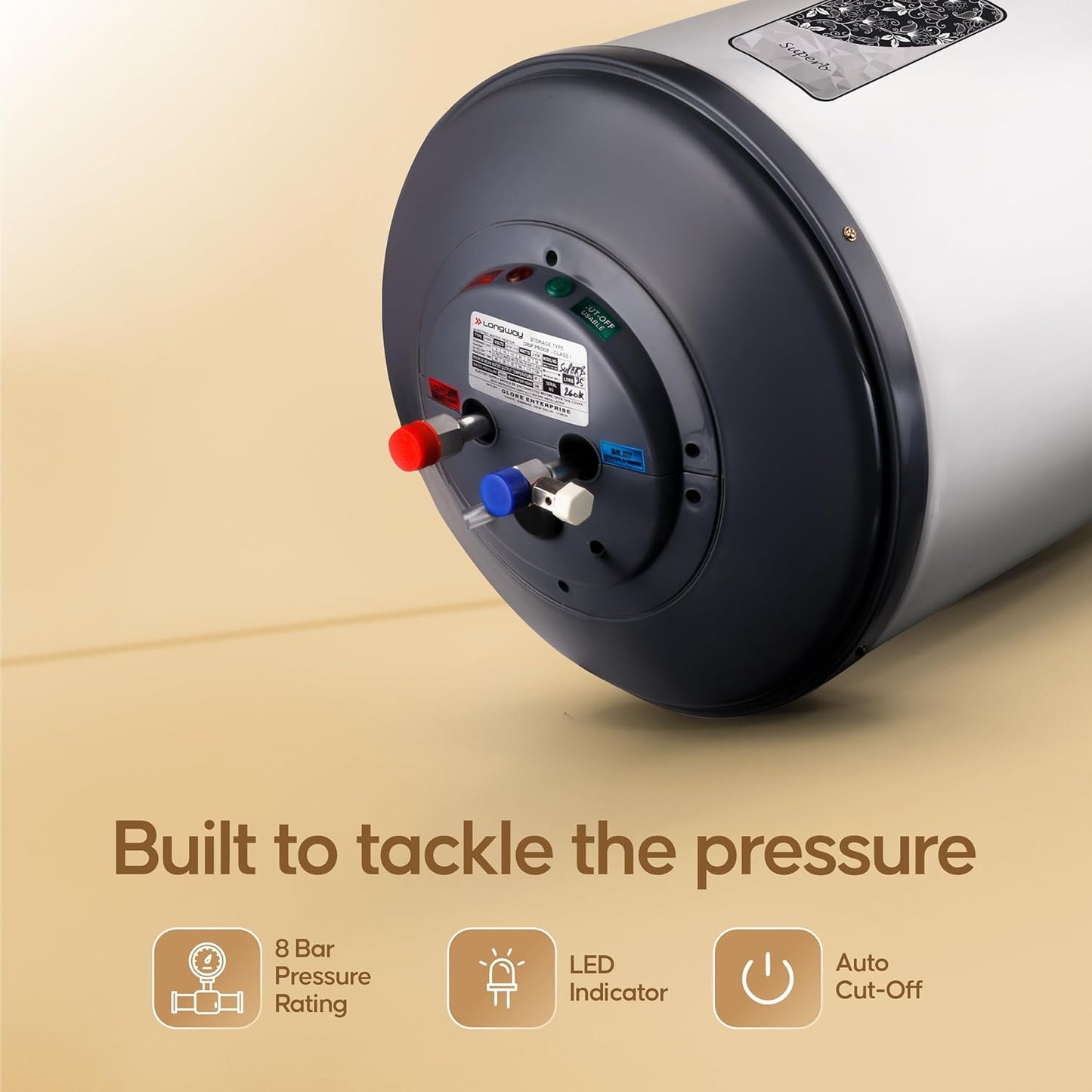 Longway Superb 10 Liters 5 Star Rated Automatic Instant Water Heater for Home | Water Geyser | Electric Geyser with Multiple Safety System & Anti-Rust Coating | 5 Years Warranty on Tank | Gray