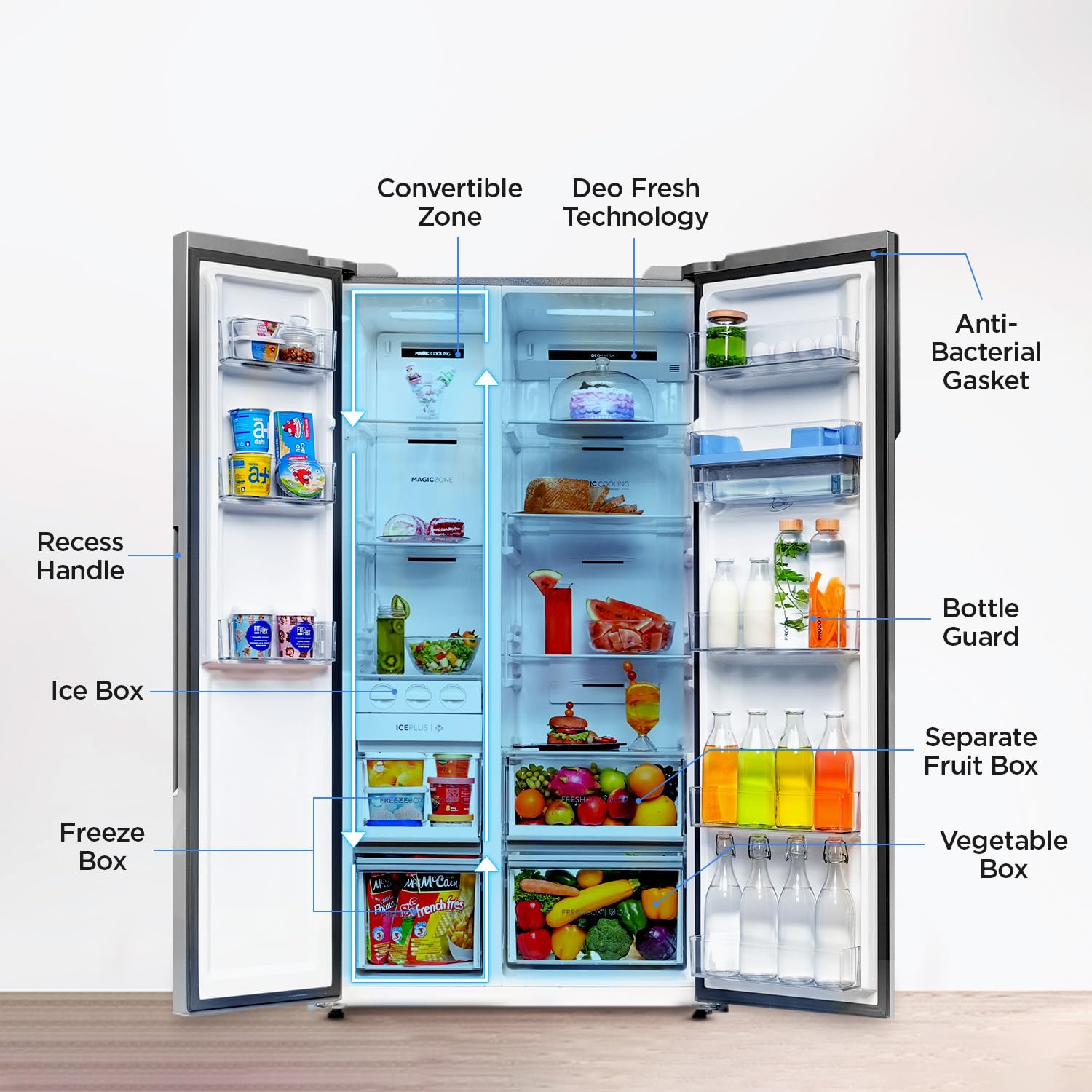 Haier 596L 2-Door Water Dispenser Side by Side Frost Free Refrigerator|Convertible|Smart Sense AI | Expert Inverter|Digital Display Panel | Deo Fresh Technology (HRS-682SWDU1, Shiny Silver)
