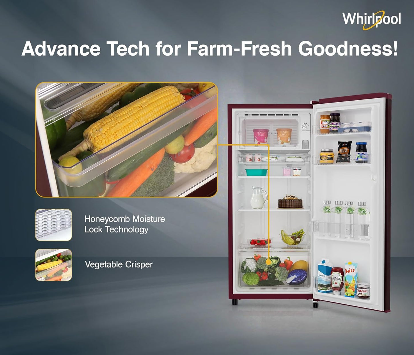 Whirlpool 184 L 2 Star Direct-Cool Single Door Refrigerator (205 WDE CLS 2S SHERRY WINE-Z, Red)