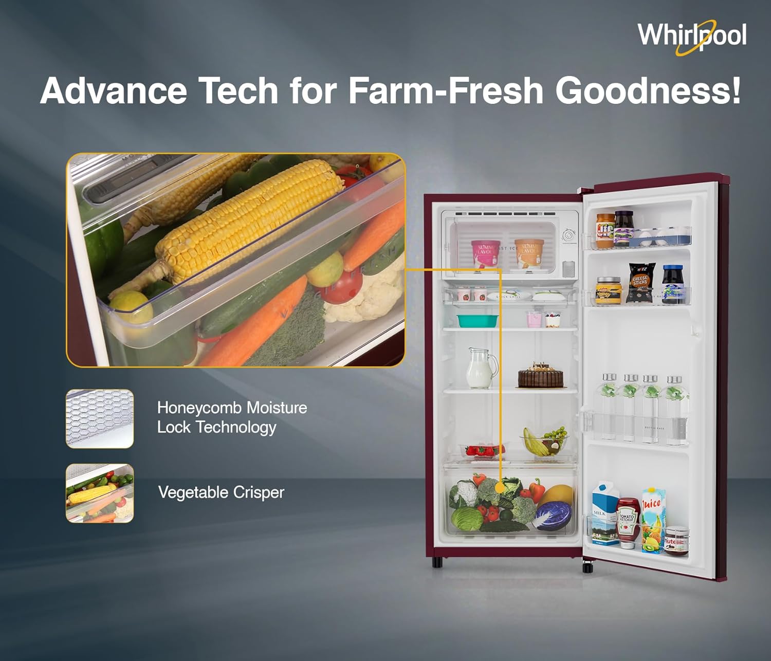 Whirlpool 184 L 2 Star Direct-Cool Single Door Refrigerator (205 WDE CLS 2S SHERRY WINE-Z, Red)