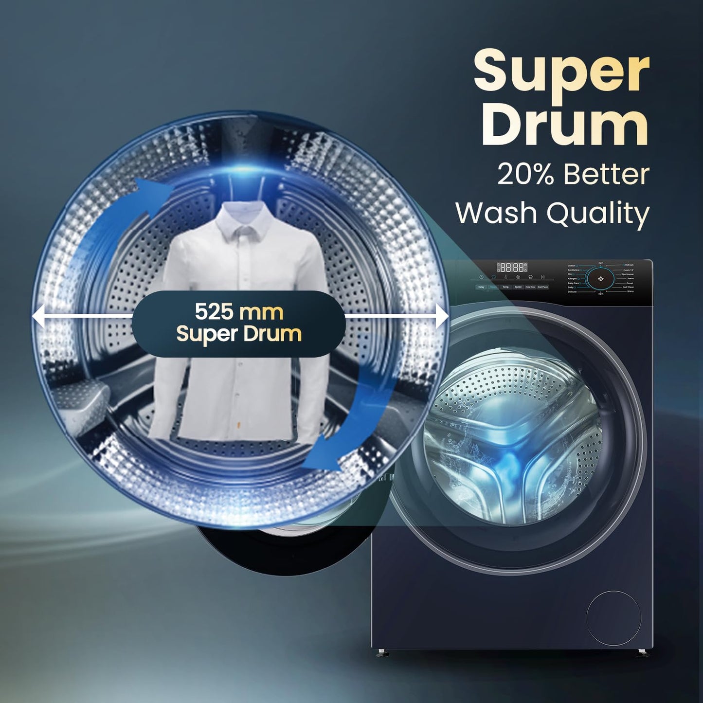 Haier 7 Kg 5 Star Powered by AI-DBT with PuriSteam, 525mm Super Drum Fully Automatic Front Load Washing Machine (HW70-IM12929BK, Inverter with In-Built Heater, Black)