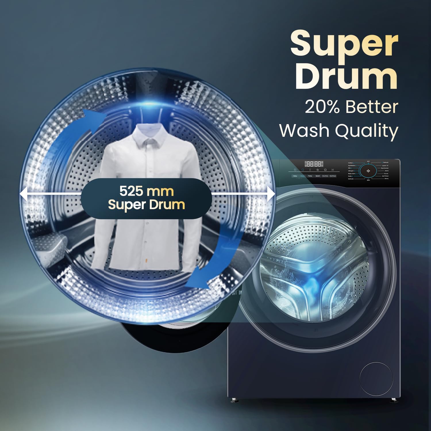 Haier 7 Kg 5 Star Powered by AI-DBT with PuriSteam, 525mm Super Drum Fully Automatic Front Load Washing Machine (HW70-IM12929BK, Inverter with In-Built Heater, Black)