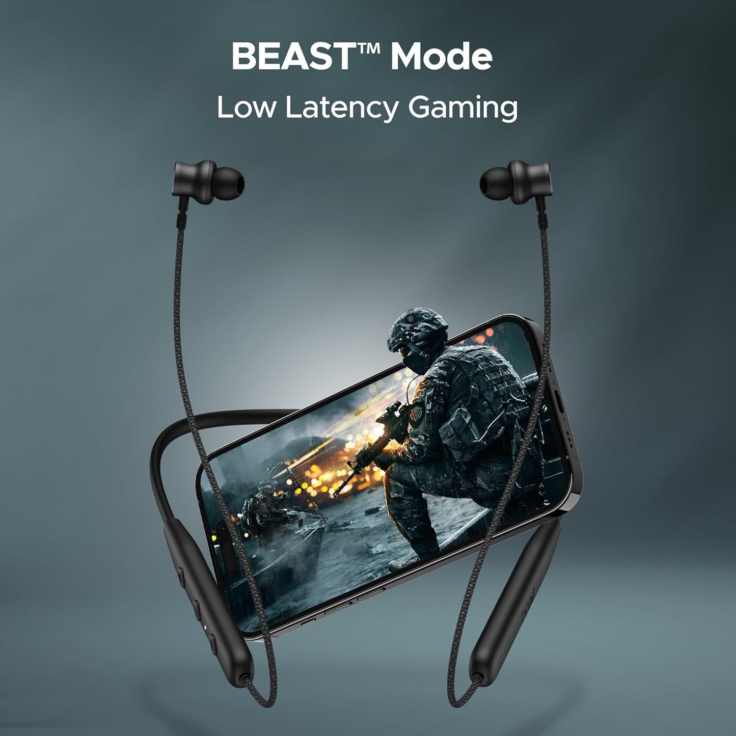 boAt Rockerz 110/Rockerz 109 Wireless in Ear Neckband with Up to 60 hrs Playtime, Dual Device Pairing, ENx Tech, ASAP Charging, BTv5.3,IPX5,Type-C Interface & Magnetic Power Buds(Active Black)