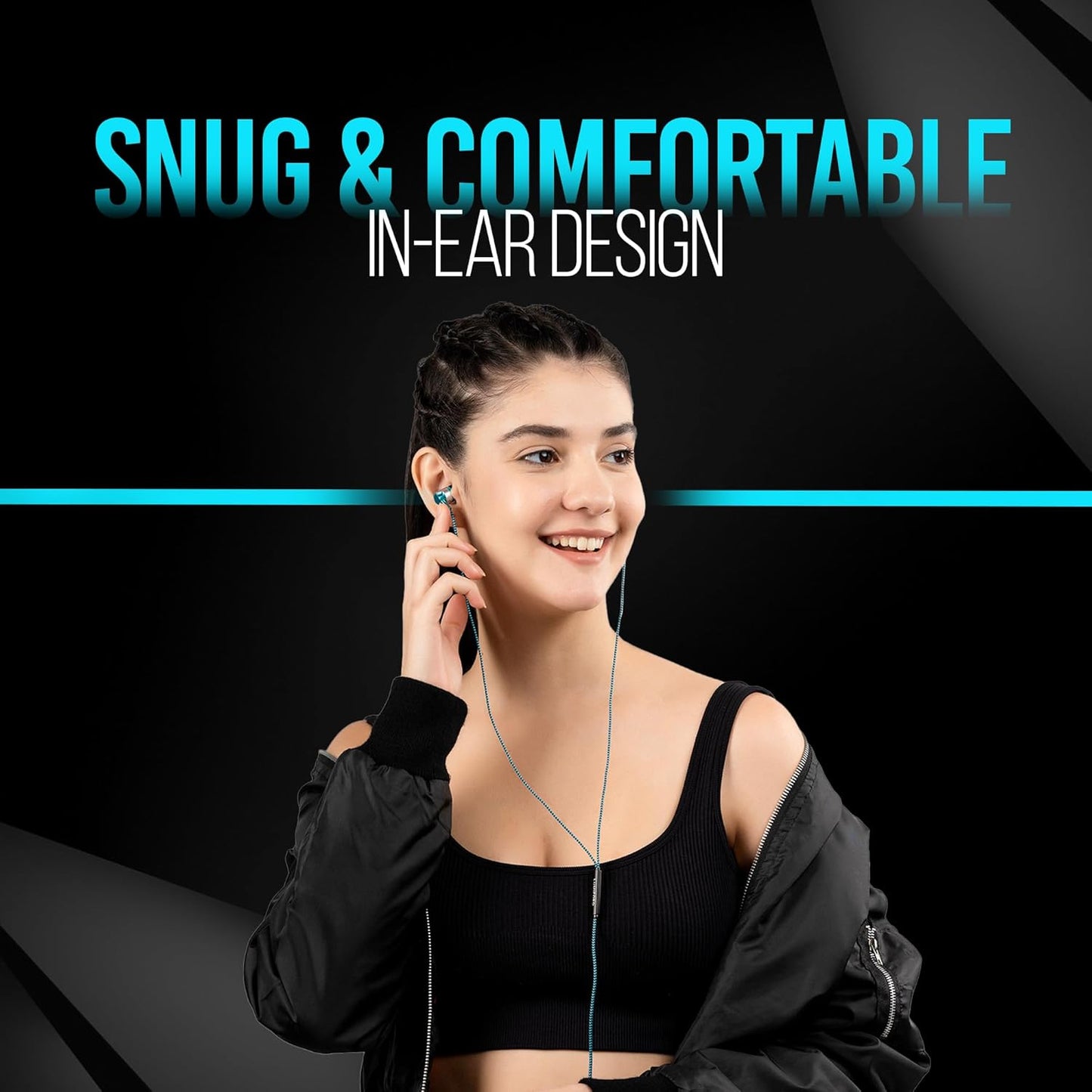 LUMIFORD U55 in-Ear Wired Earphones with Built-in mic | 3.5 mm Earphones with Effective Bass 10mm Dynamic Drivers, Passive Noise Cancellation, & 1.3m Tangle Free Cable with Volume Controllers (Blue)