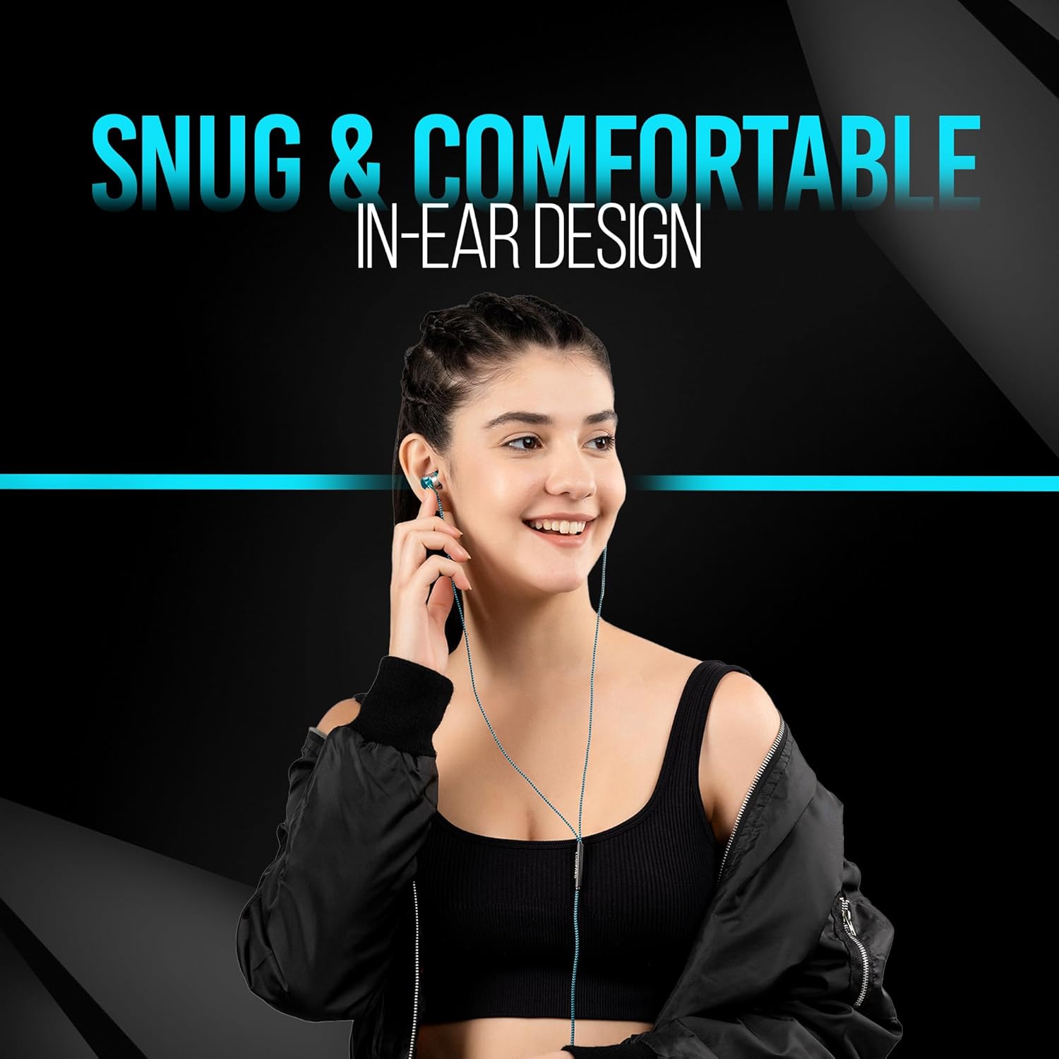 LUMIFORD U55 in-Ear Wired Earphones with Built-in mic | 3.5 mm Earphones with Effective Bass 10mm Dynamic Drivers, Passive Noise Cancellation, & 1.3m Tangle Free Cable with Volume Controllers (Blue)