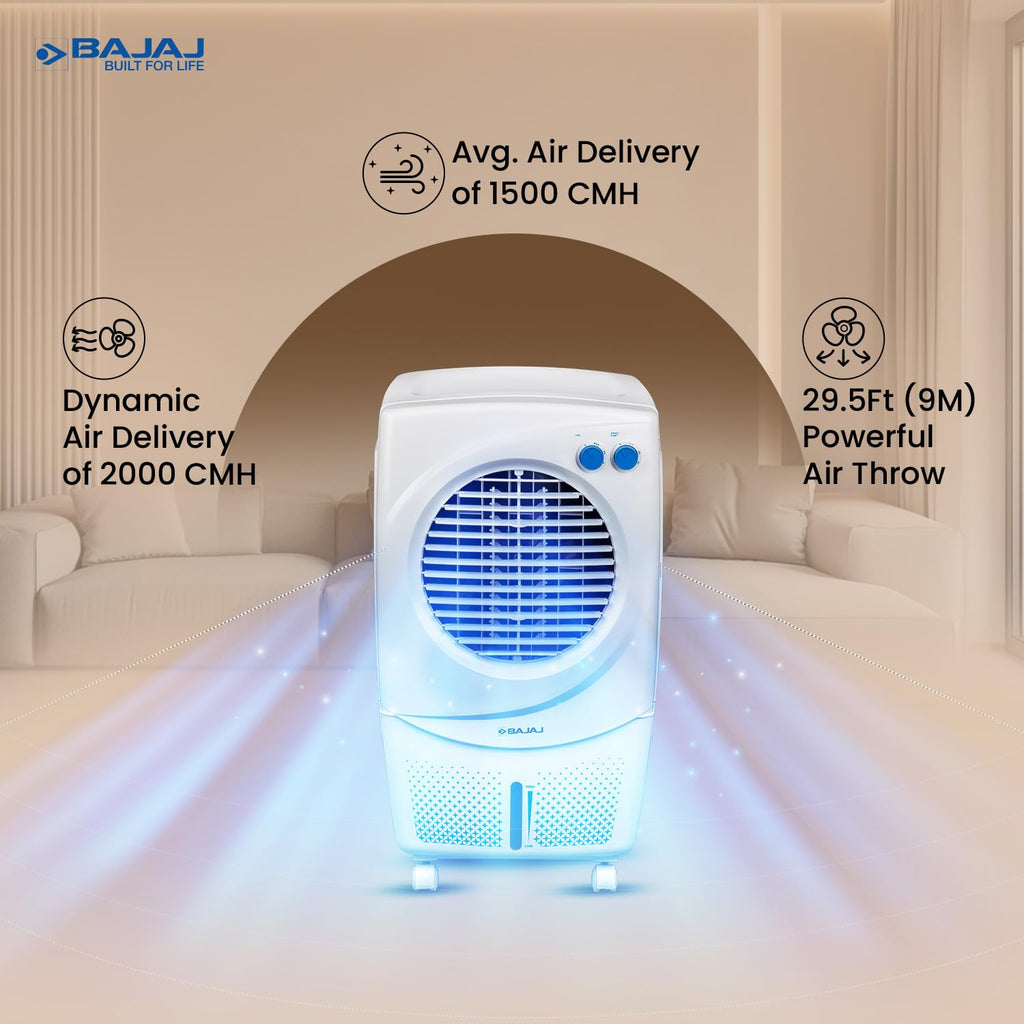 Bajaj PX97 Torque New 36L Personal Air Cooler For Home | High Speed Fan | 30Ft Powerful Air Throw | Inverter Compatible | Cooler For Room | 3 Yrs (1 Yr Standard + 2 Yrs Extended) Warranty【White】
