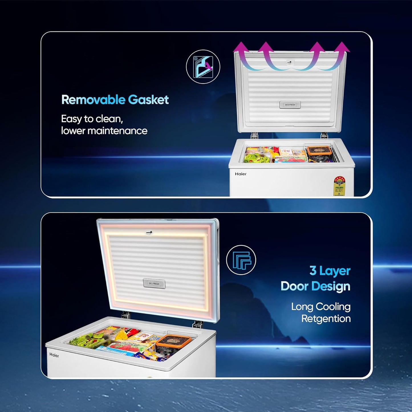 Haier HFC-175SM5, 5 Star Rating Single Door Convertible Deep Freezer, Inside Metal Liner with Deo Fresh and 4 Years Comprehensive Warranty (White)