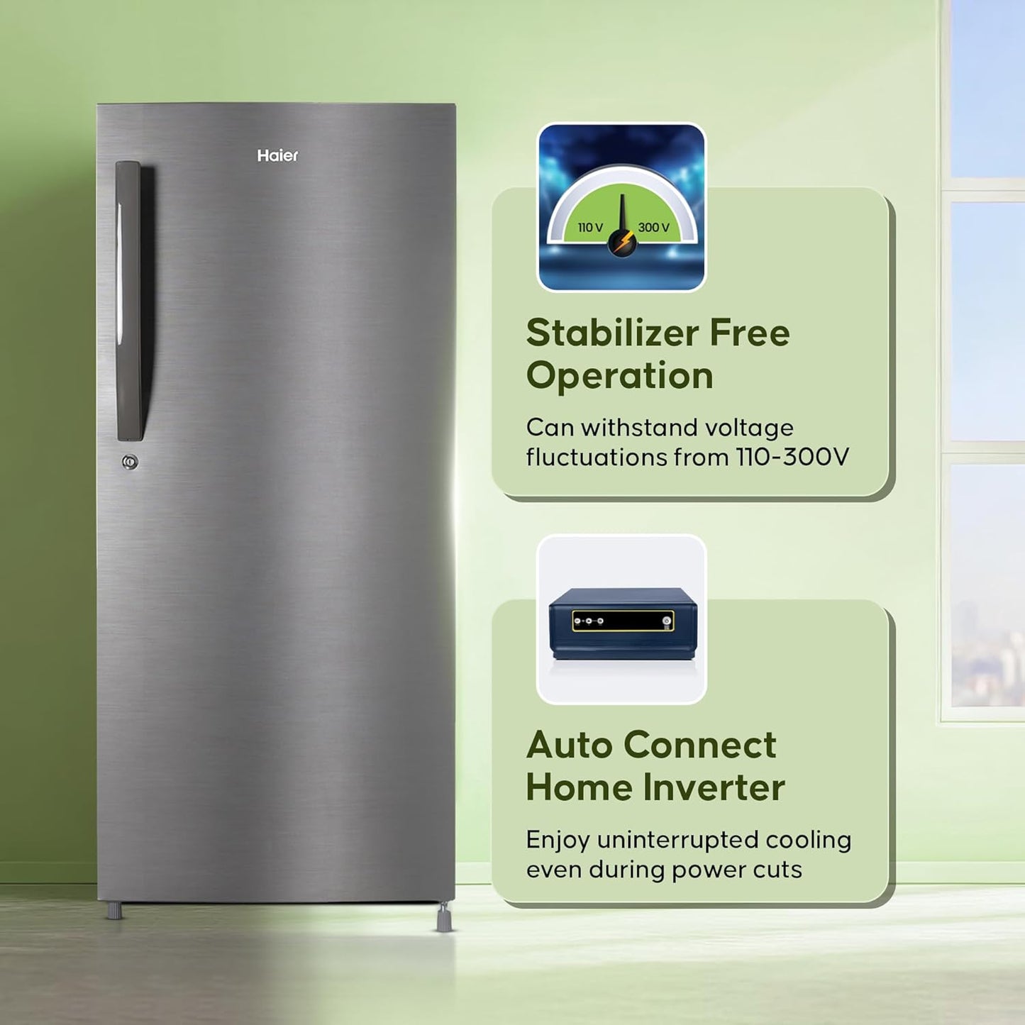 Haier 190 L 5 Star Direct Cool Single Door Refrigerator with 1 Hour Icing Technology (HED-205DS-P, Dazzle Steel)