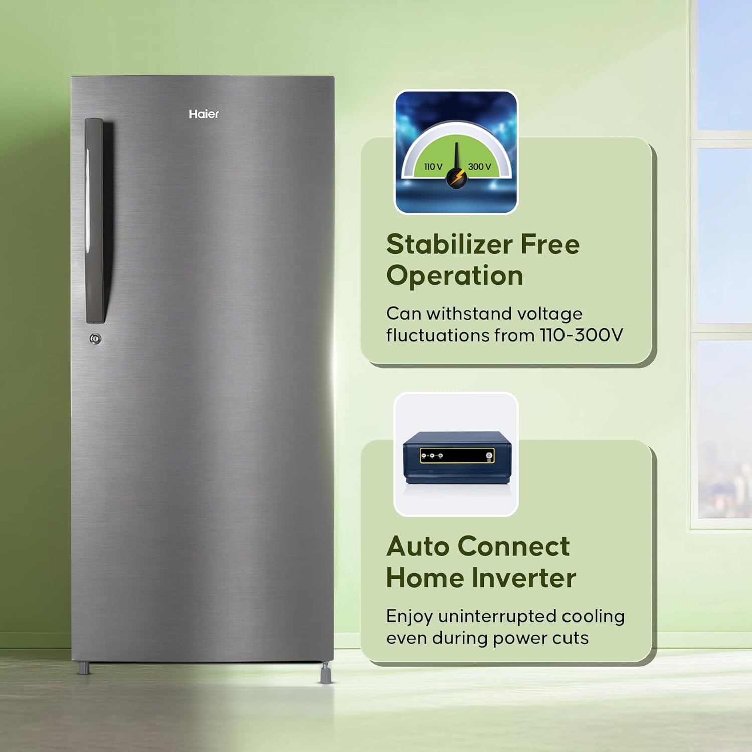 Haier 190 L 5 Star Direct Cool Single Door Refrigerator with 1 Hour Icing Technology (HED-205DS-P, Dazzle Steel)
