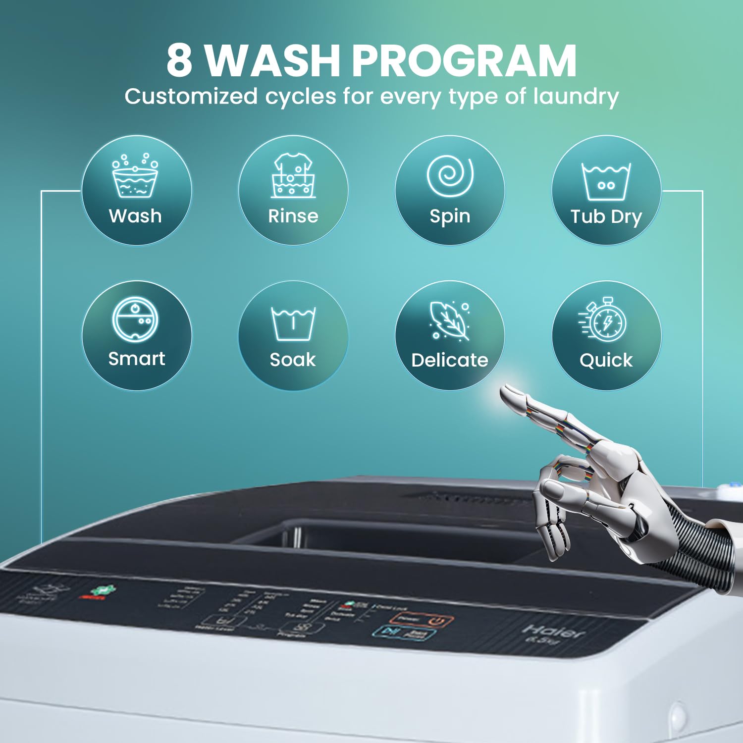 Haier 6 kg 5 Star Oceanus Wave Drum Washing Machine Fully Automatic Top Load (HWM60-AE, Moonlight Silver)
