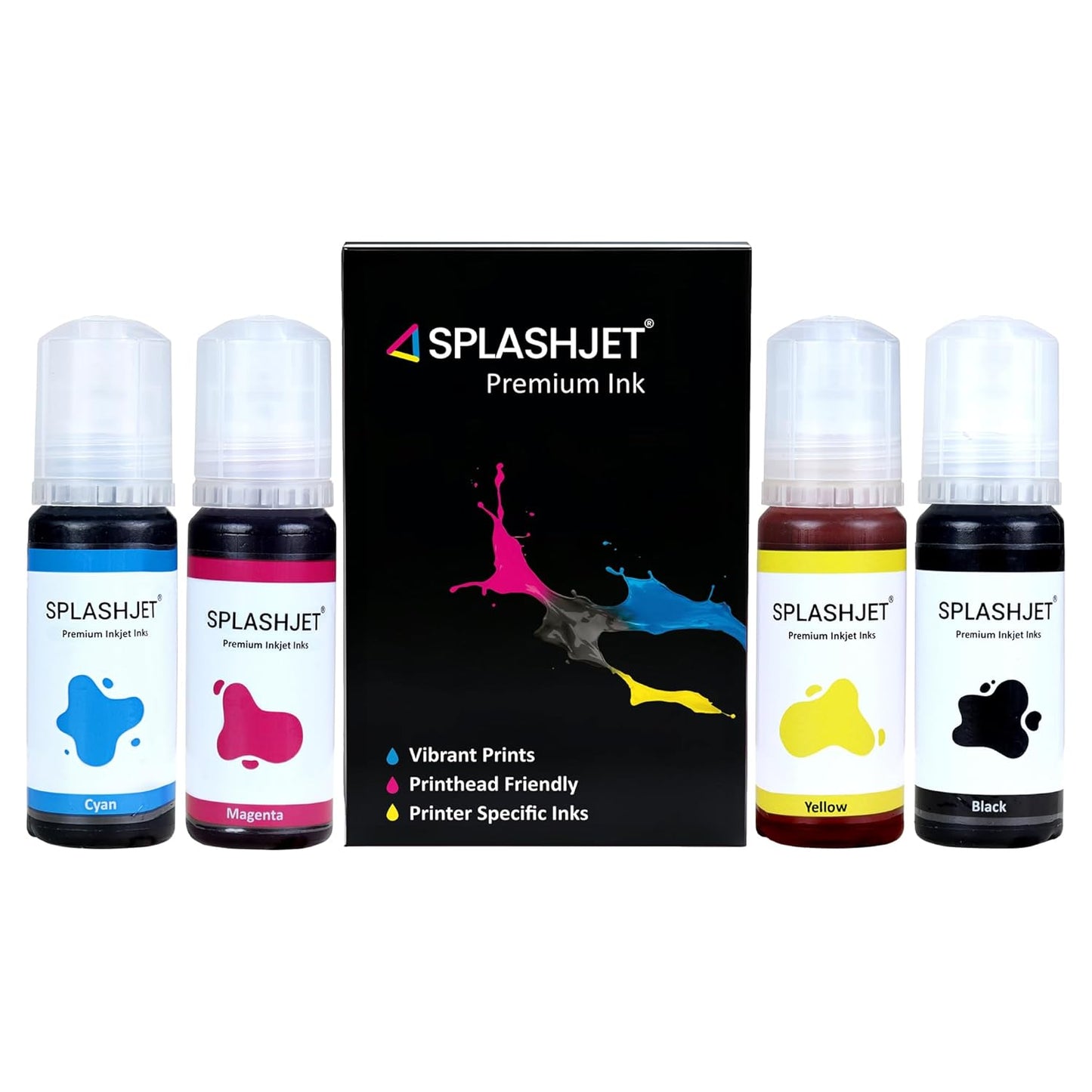 Splashjet 003 Compatible Refill Ink for Epson L3110, L3150, L3250, L3252 L3115, L3116, L3101, L3210, L3215, L3216, L3151, L3152, L3156, L5190 Printer – (70gm x 4 Color) Set Box - 501737
