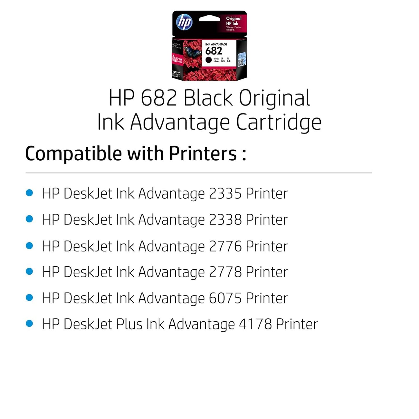 HP 682 Black Original Ink Advantage Cartridge