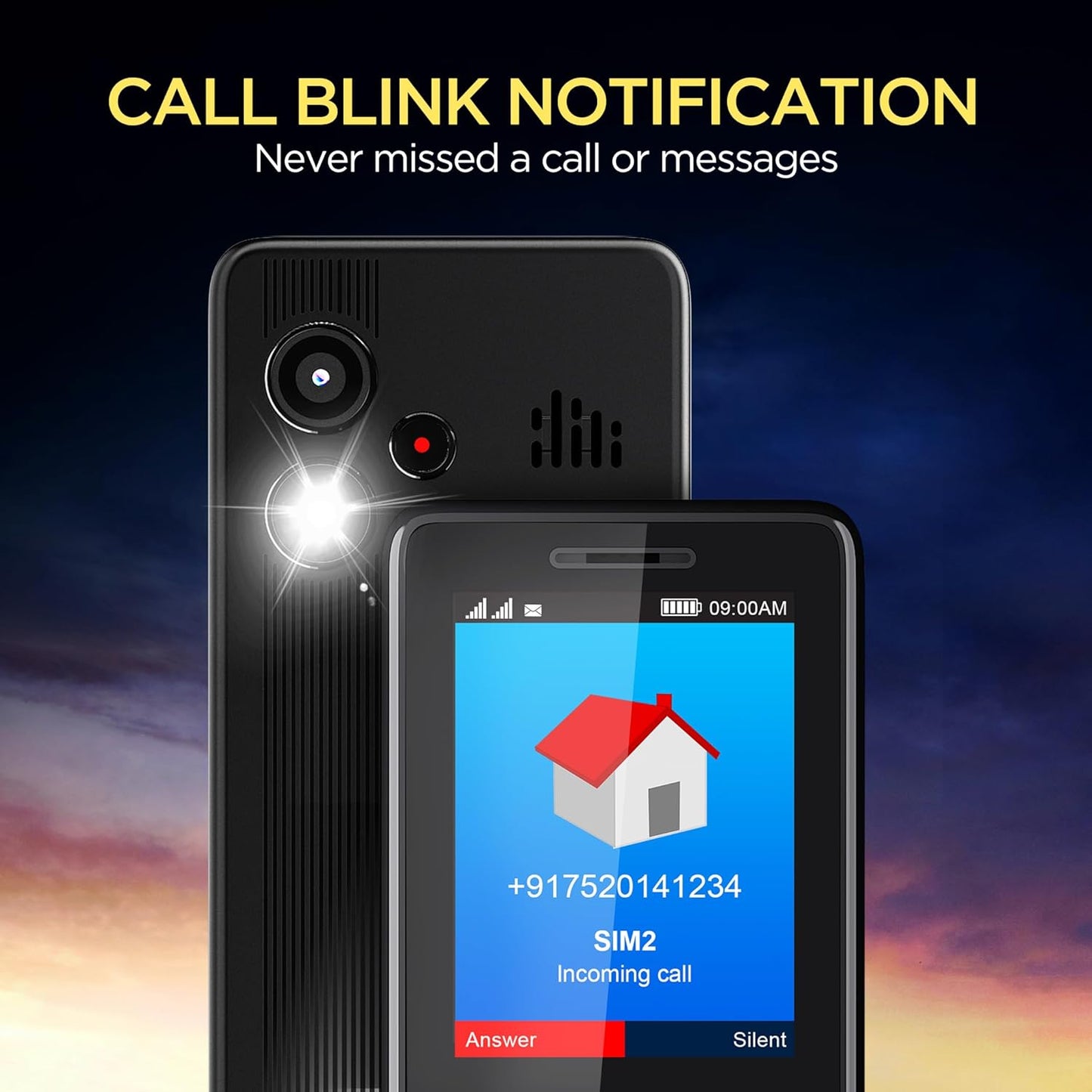 Lava A2 Smart (2025) Dual SIM Keypad Mobile with 2.4'' Big Display | UPI Support, 1200mAh Battery | BT Feature | Camera | Auto Call Recording | and 9 Regional Languages - Black