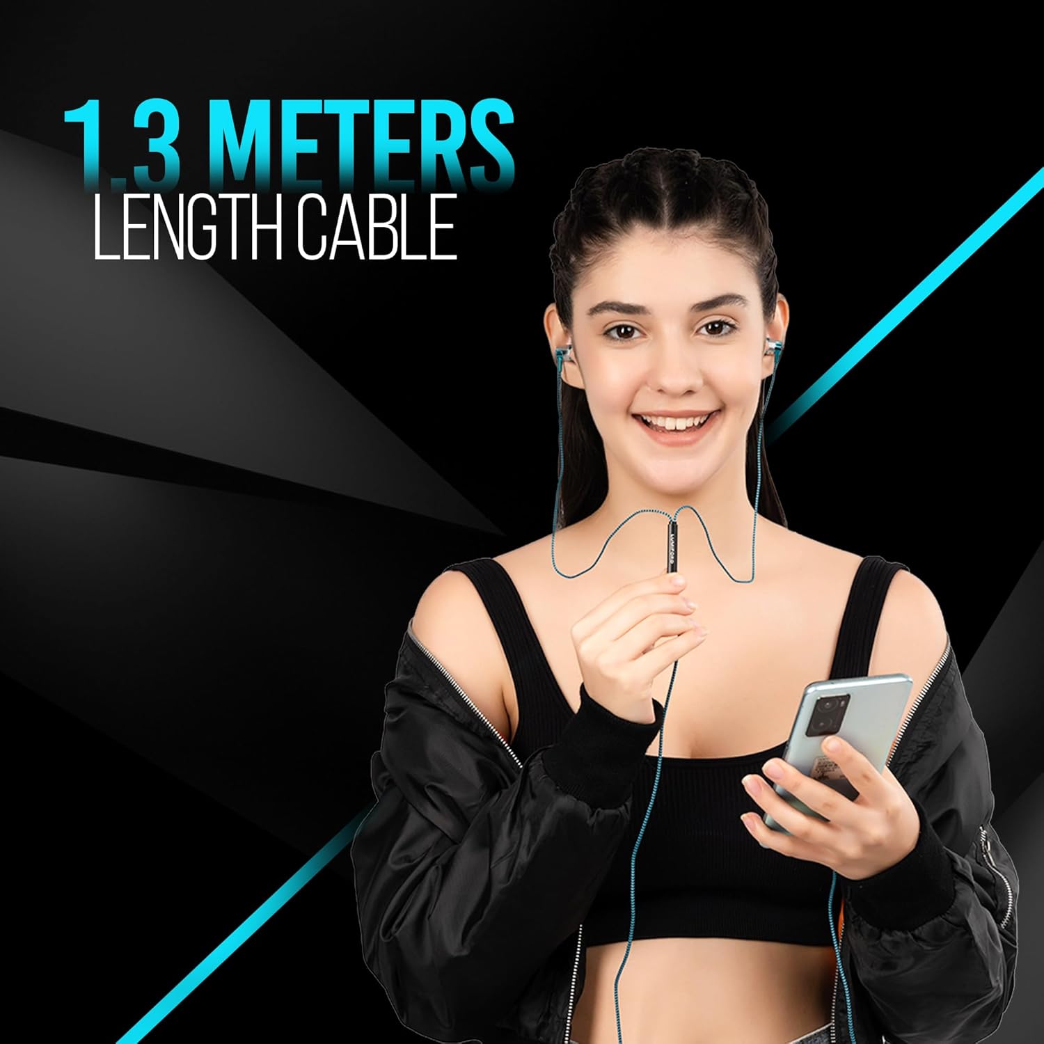 LUMIFORD U55 in-Ear Wired Earphones with Built-in mic | 3.5 mm Earphones with Effective Bass 10mm Dynamic Drivers, Passive Noise Cancellation, & 1.3m Tangle Free Cable with Volume Controllers (Blue)