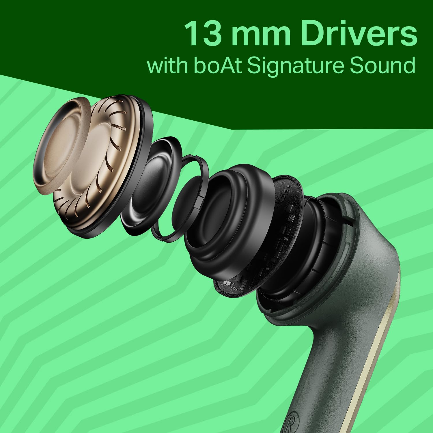 boAt 2025 Launch Airdopes 219, 4Mics ENx Tech, 40 Hrs Battery, Best in Segment for Calling, Free Music Streaming,13mm Drivers, Bluetooth Earbuds, TWS Ear Buds Wireless Earphones with mic (Forest Sage)