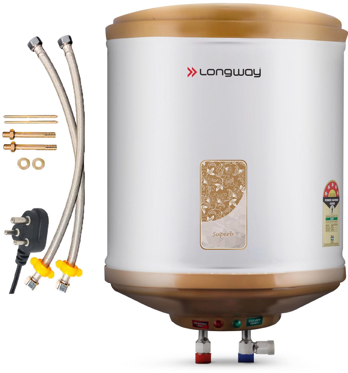 Longway Superb 10 Liters 5 Star Rated Automatic Instant Water Heater for Home | Water Geyser | Electric Geyser with Multiple Safety System & Anti-Rust Coating | 5 Years Warranty on Tank | Gray