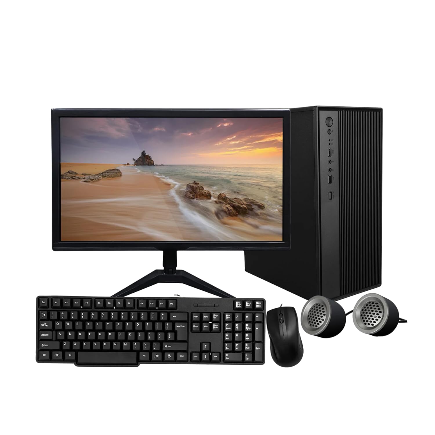 TECNICO Desktop Computer Set, Windows 11 Intel Core I3-4130, 8GB RAM, 128GB SSD, 20-Inch Monitor With Keyboard, Mouse And Speakers